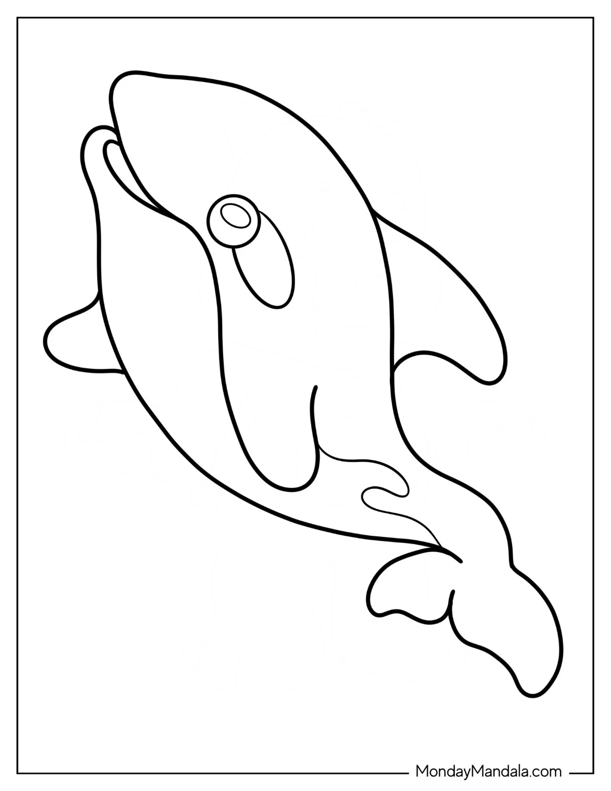 Kawaii Orca Coloring Page For Preschoolers coloring page
