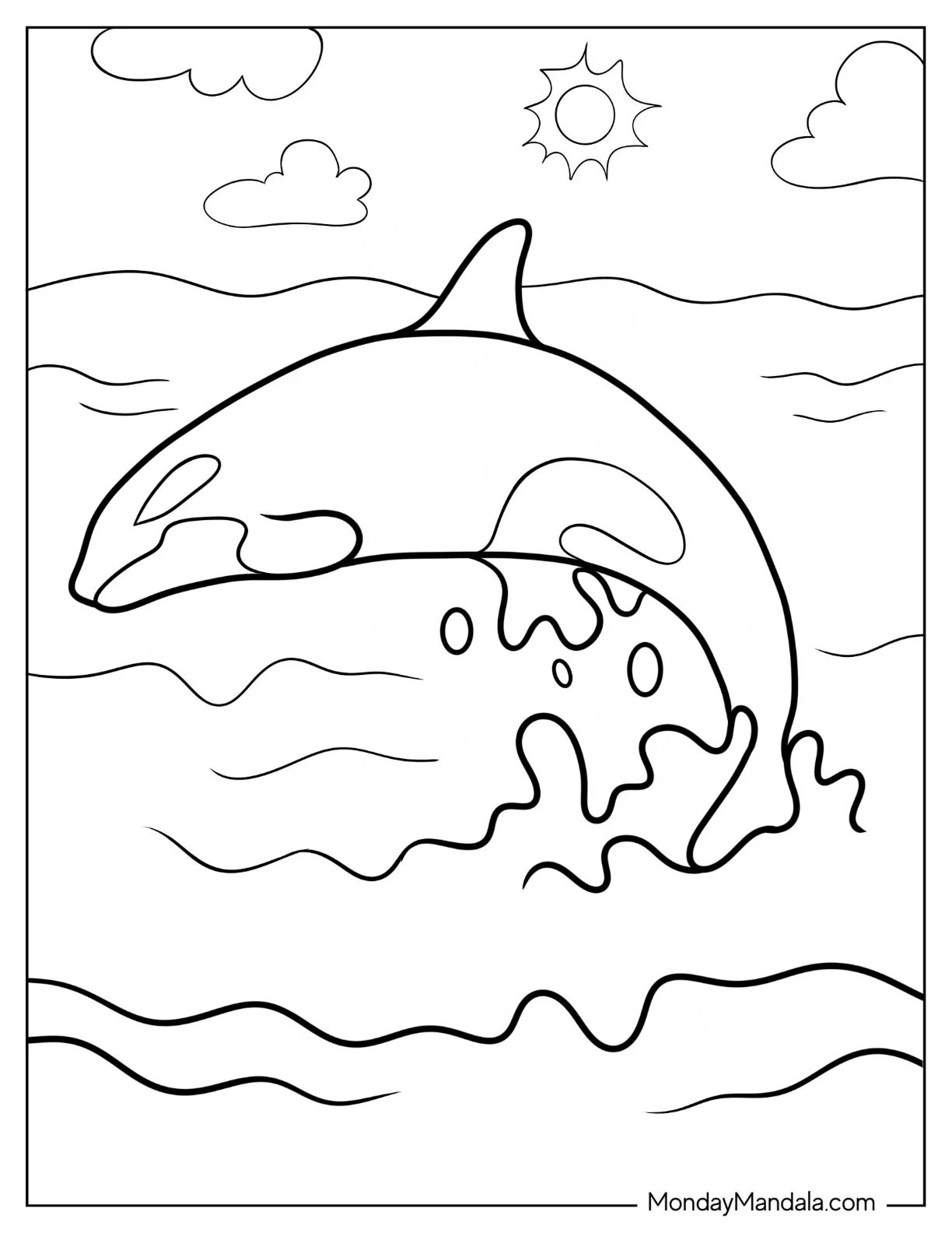 Orca Coloring Page Jumping Out Of The Water coloring page