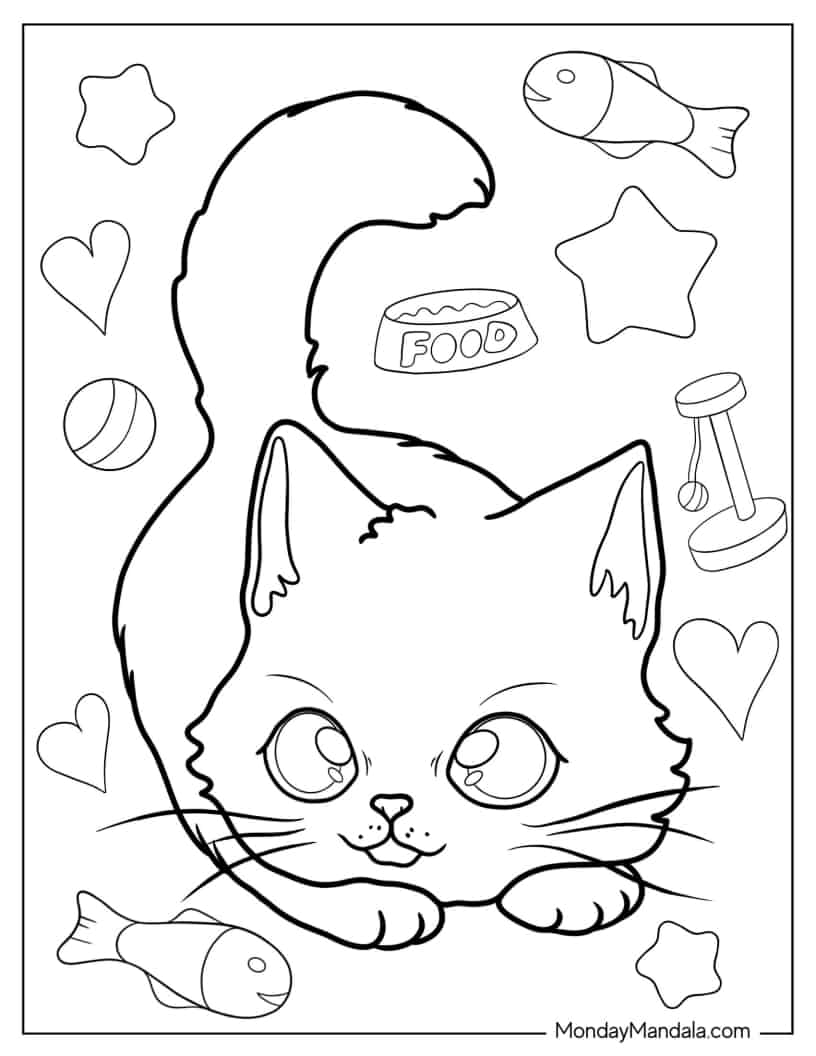 Kitten In Play Bow Pose Coloring Page coloring page