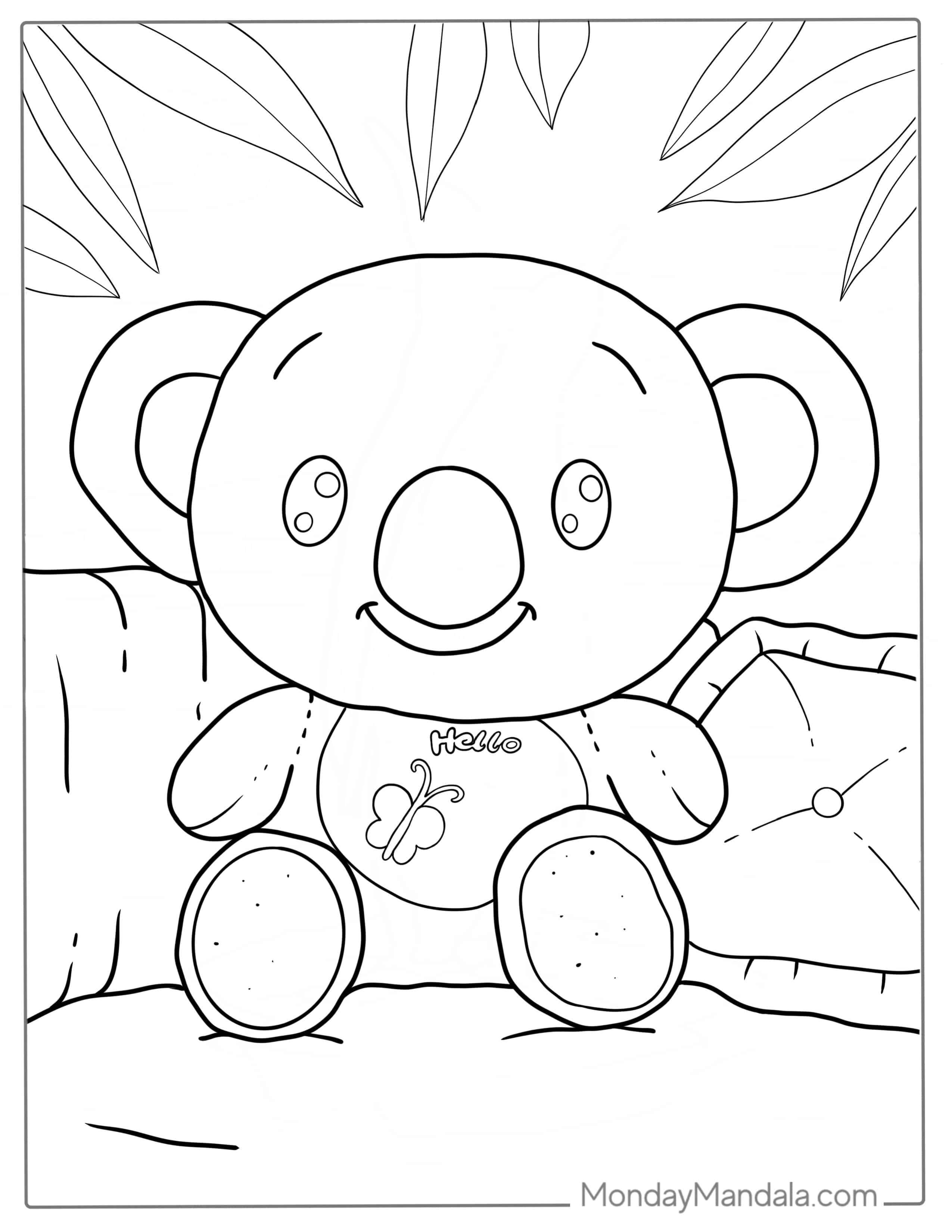 Adorable Koala Bear To Color For Toddlers coloring page