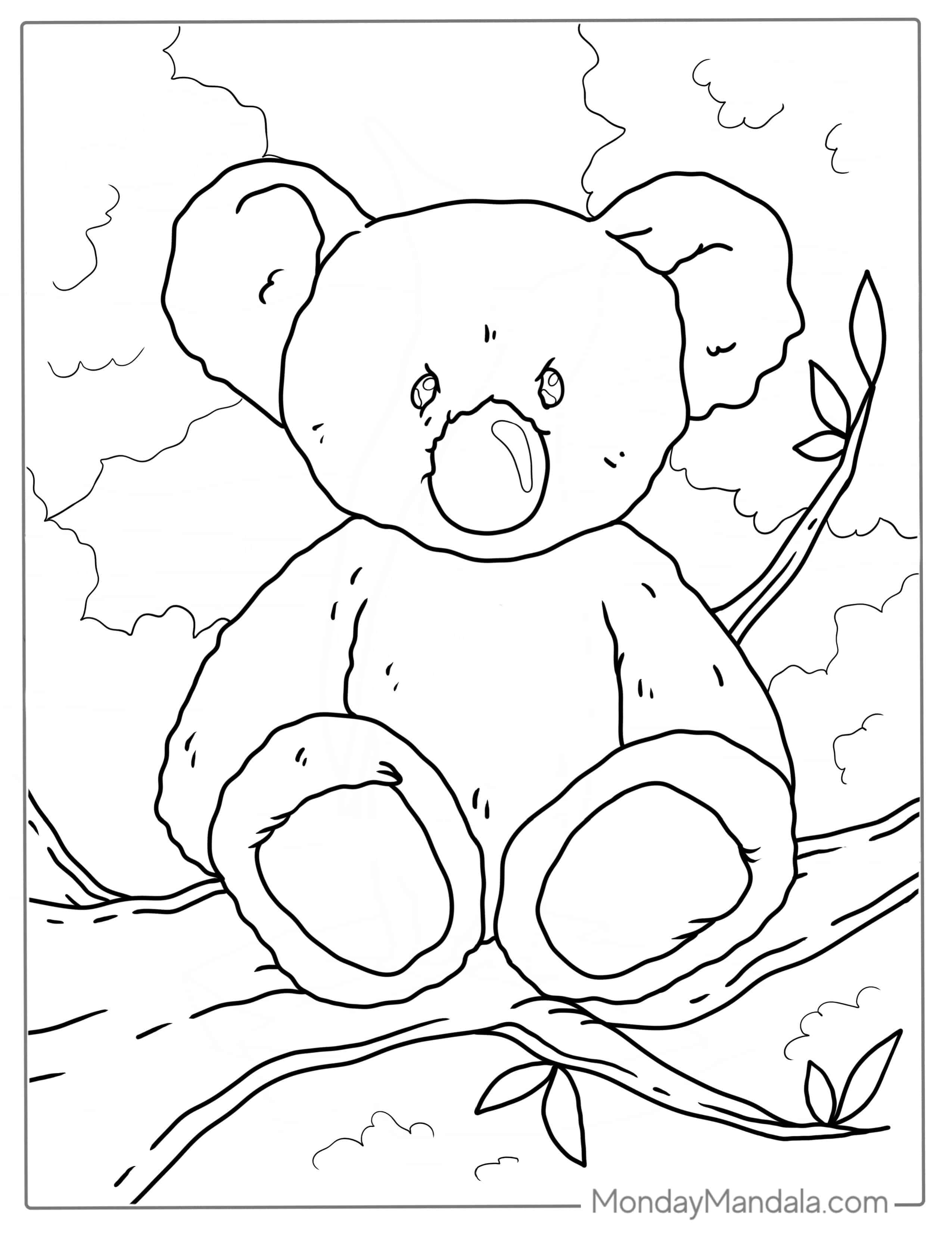 Koala Bear Teddy Coloring Picture For Kids coloring page