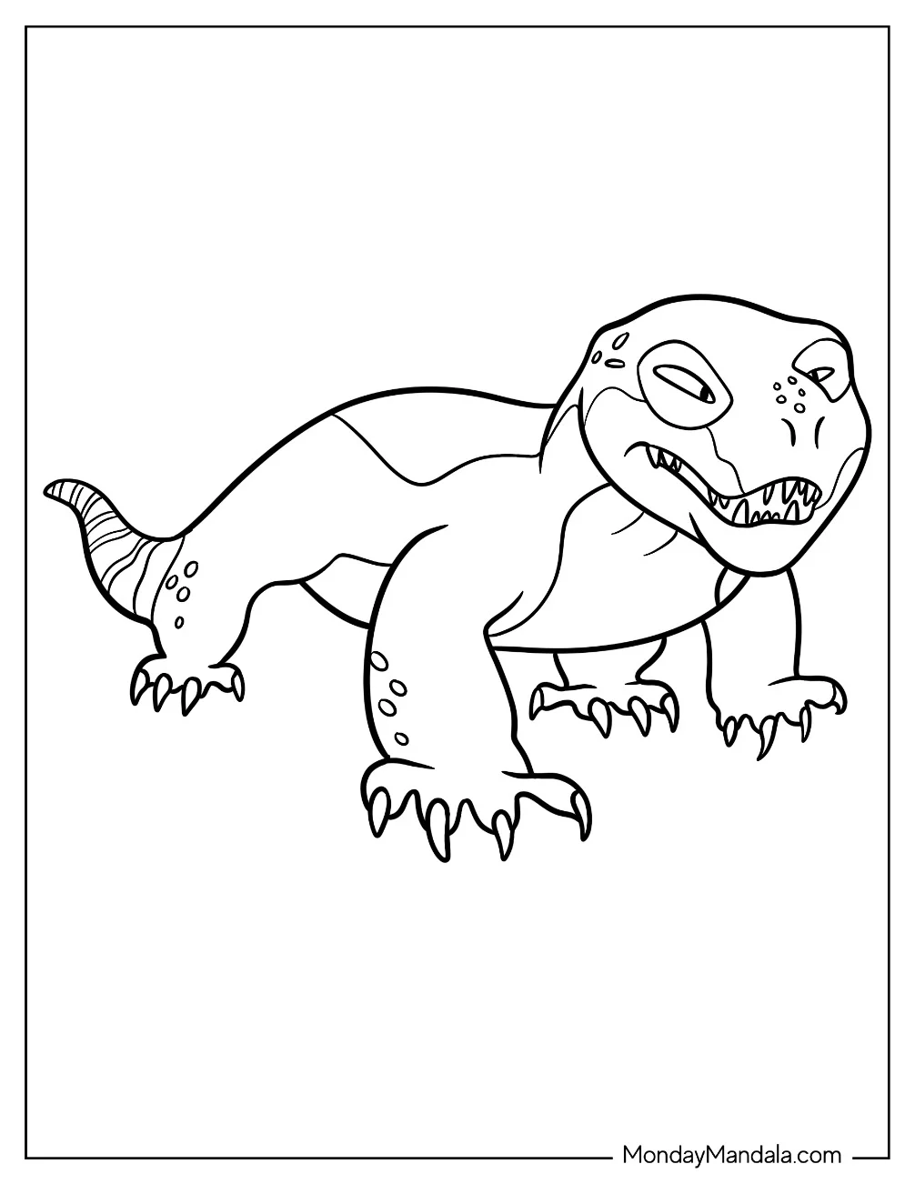 Cartoon Komodo Dragon Coloring Page For Kids coloring page