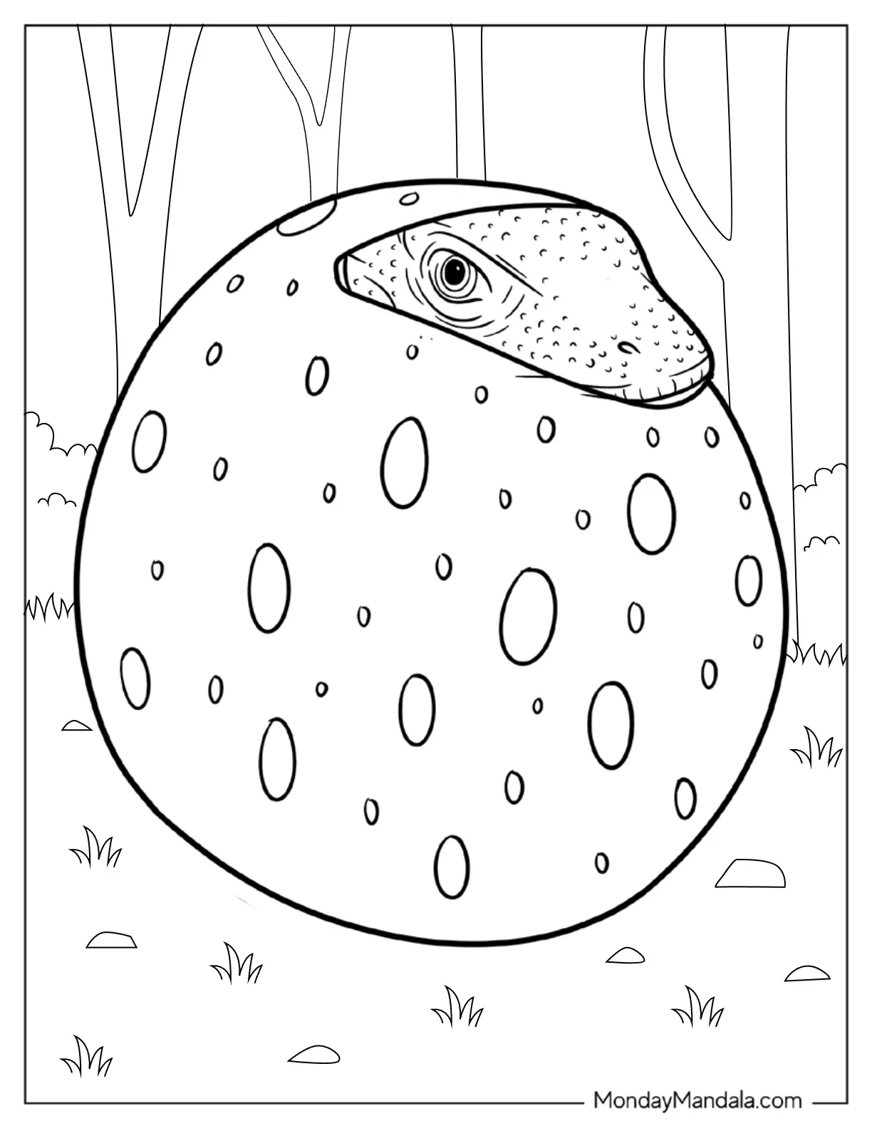 Komodo Dragon Coloring Page Hatching From Egg coloring page — printable line art