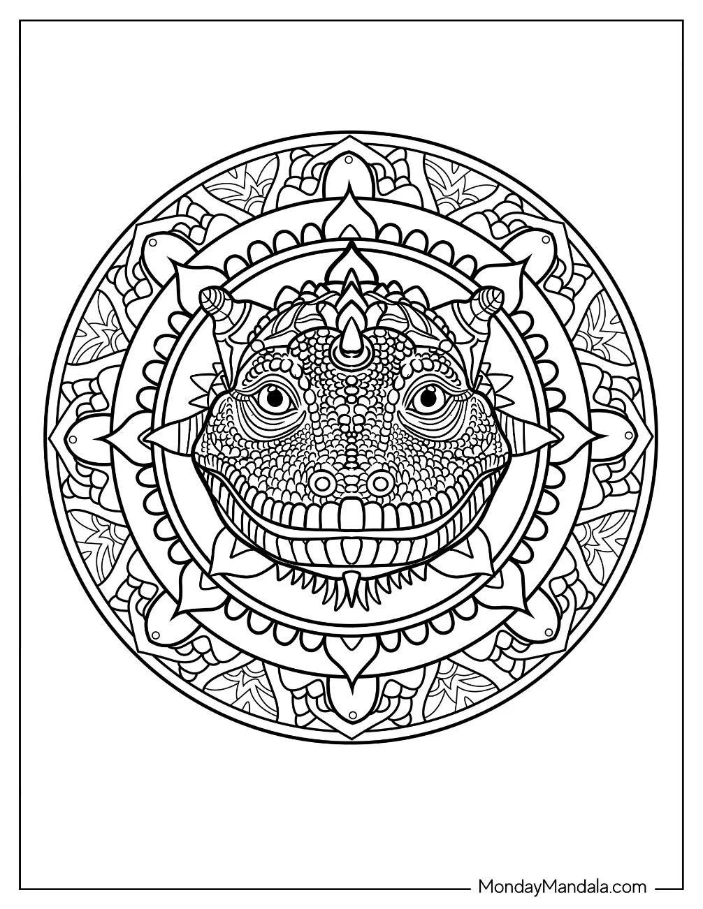 Komodo Dragon Coloring Page Mandala coloring page