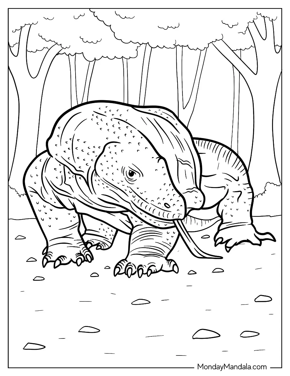Large Komodo Dragon Coloring Page With Tongue Out coloring page
