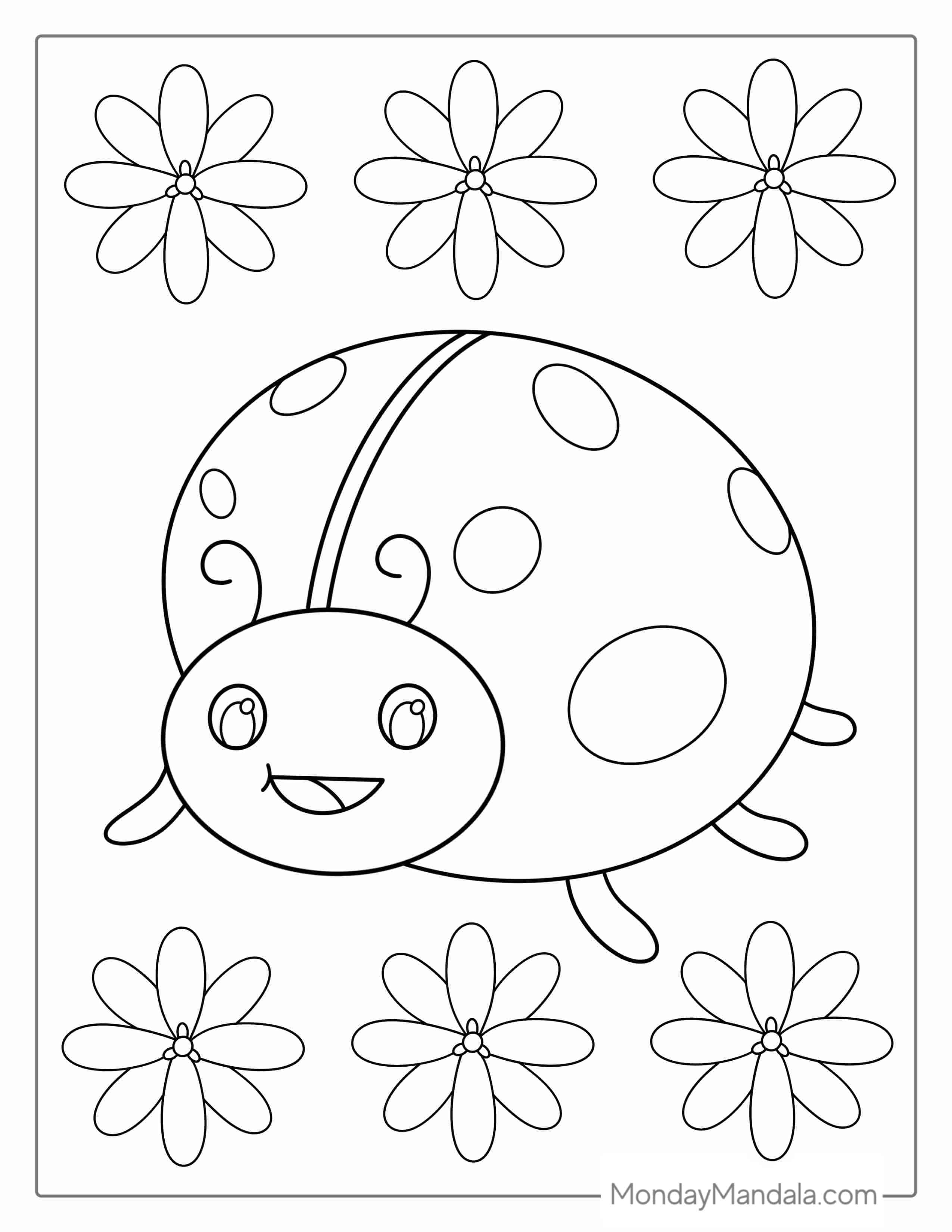Coloring Page Of a Easy Ladybug For Kids coloring page