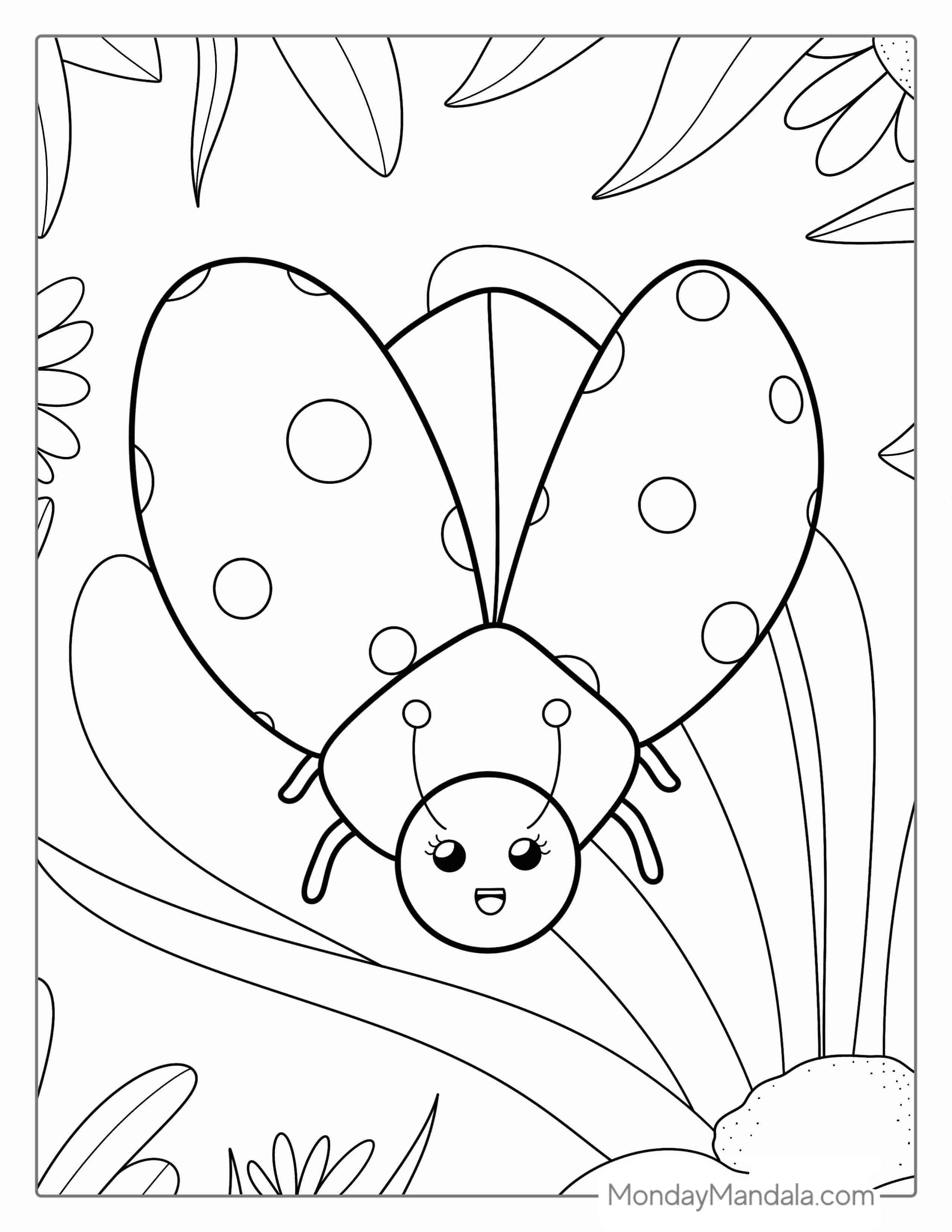 Cute Ladybug Beetle To Color coloring page — printable line art