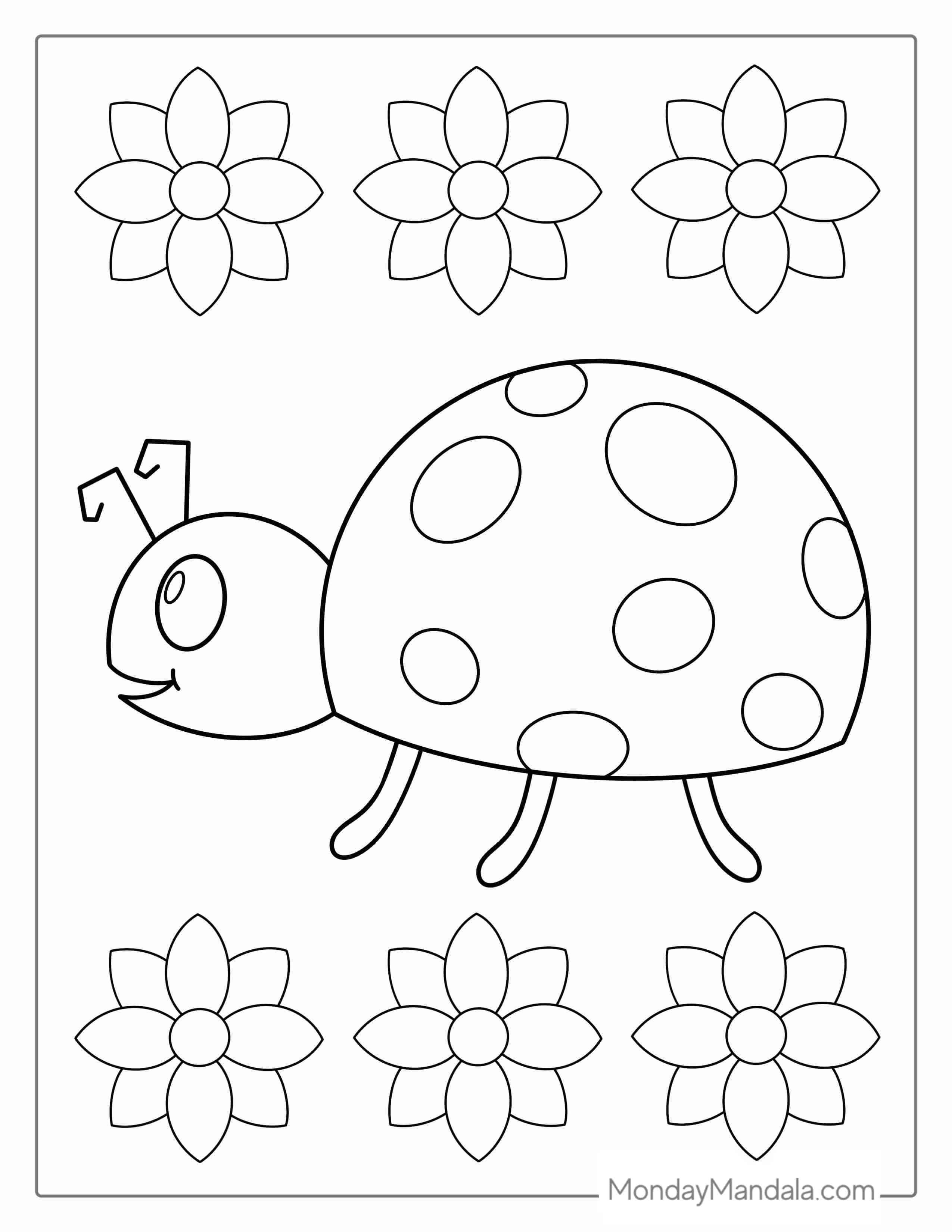 Easy Ladybug Coloring Page For Preschoolers coloring page