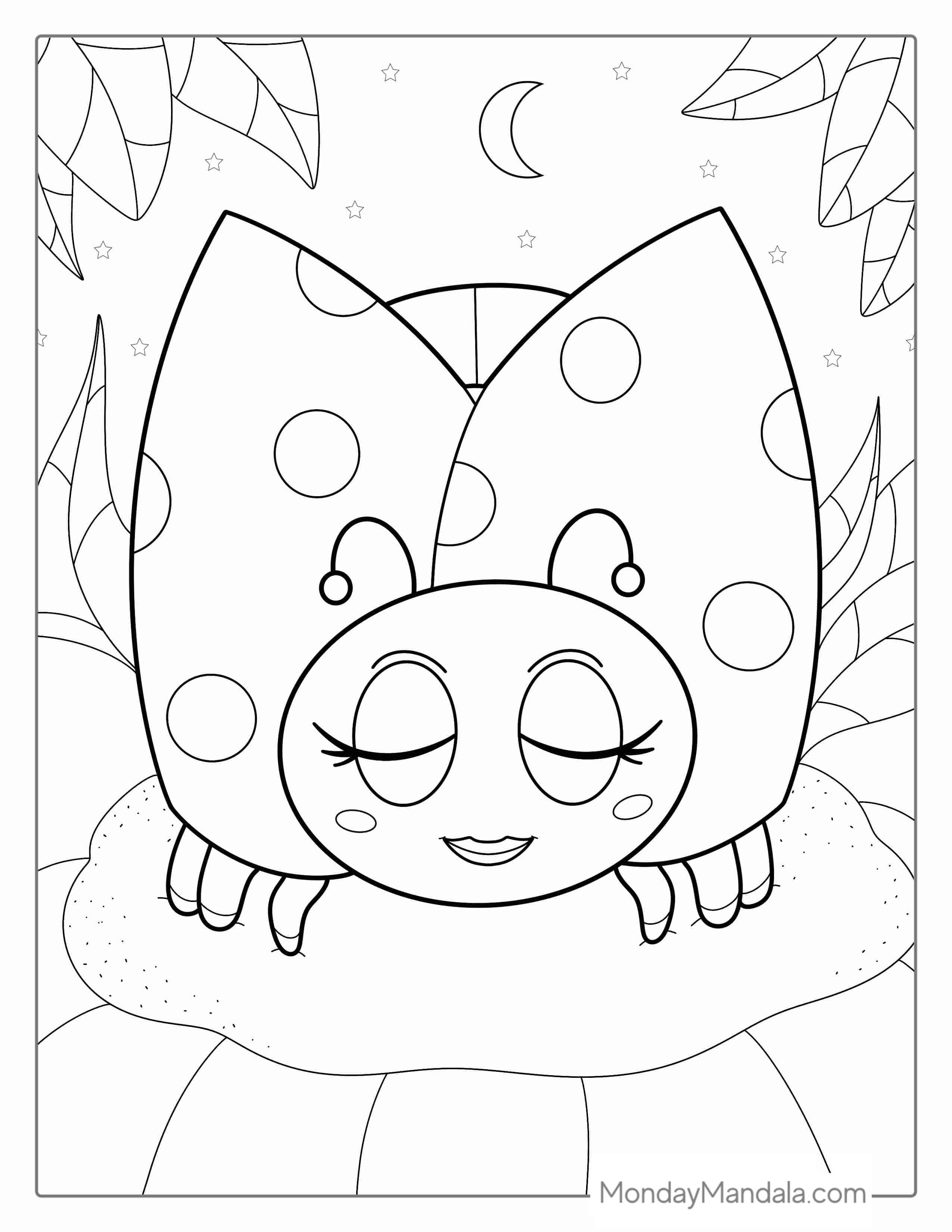 Ladybug Sitting On Flower To Color coloring page