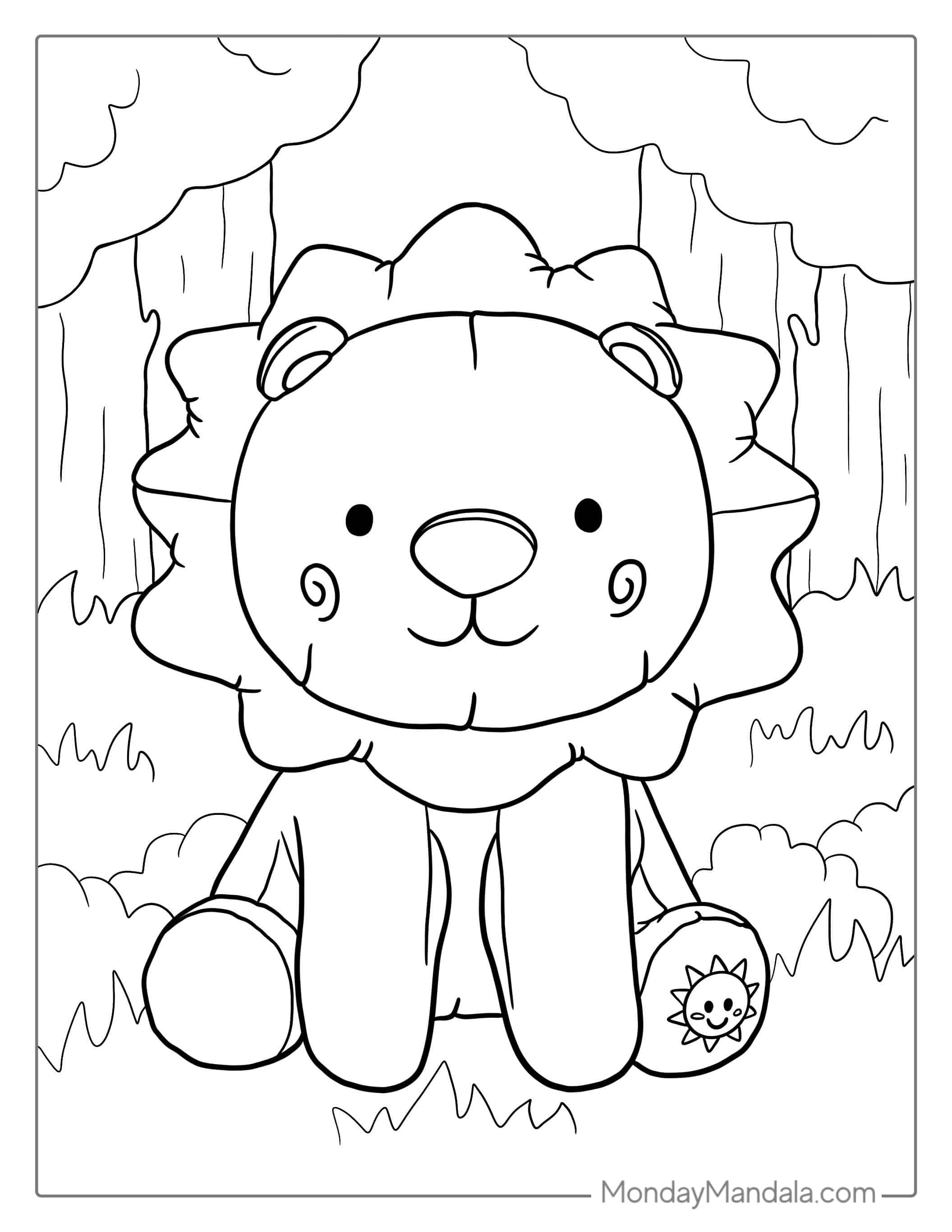 Cute Lion Coloring Page For Preschoolers(1) coloring page — printable line art