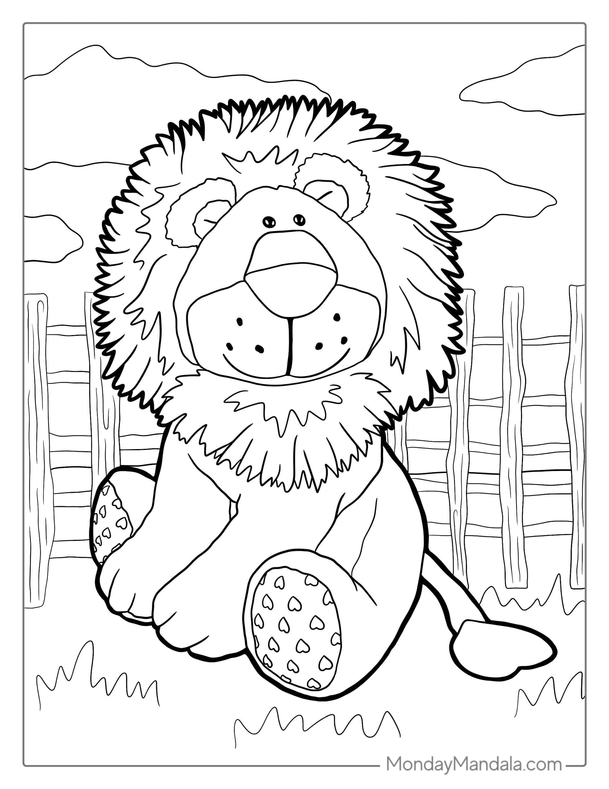 Cute Lion Coloring Page For Preschoolers coloring page — printable line art