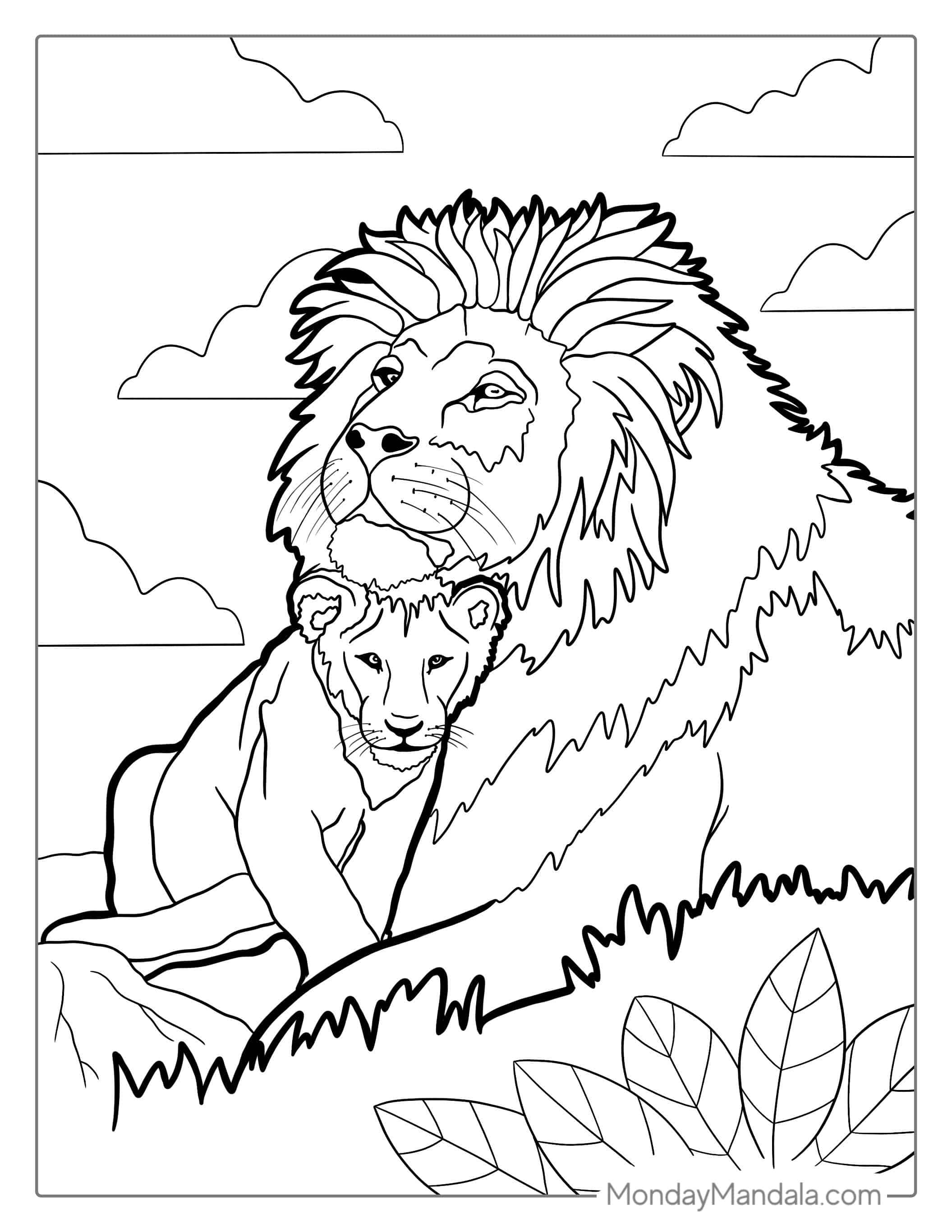 Lion And Baby Cub Coloring Sheet coloring page