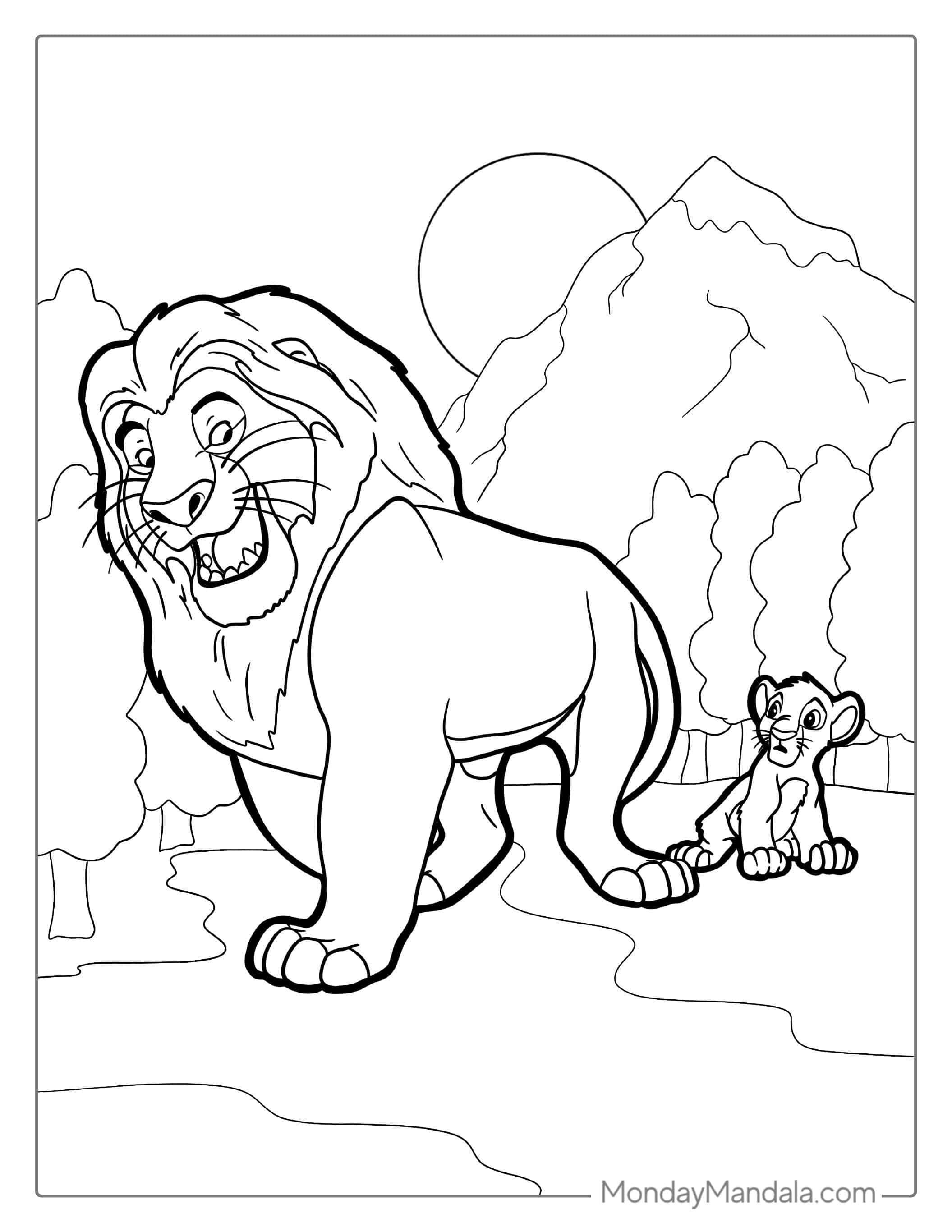 Lion King With Simba Coloring Page coloring page