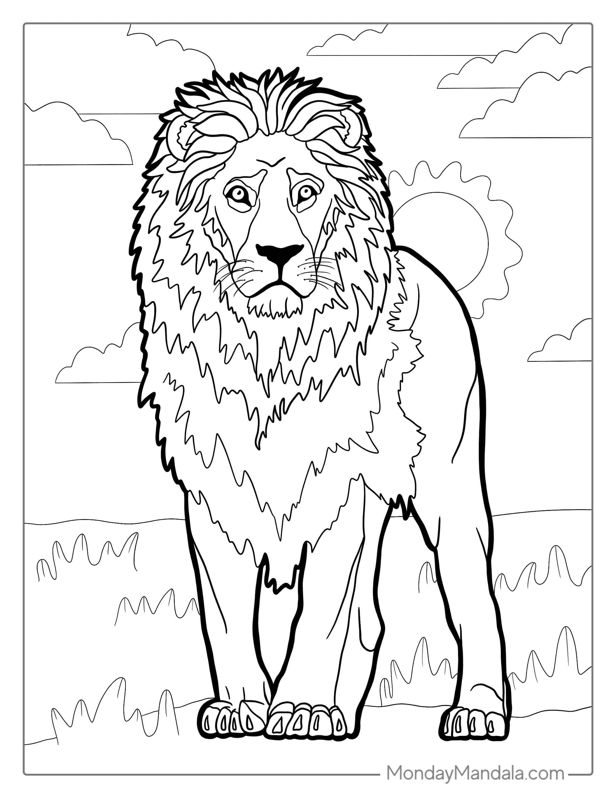 Pride Lion Male Coloring Sheet coloring page