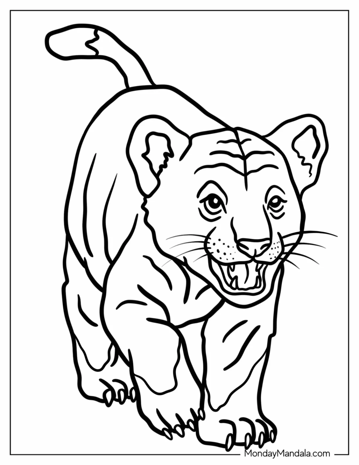 Simple Prowling Lion Coloring Page for Kids coloring page