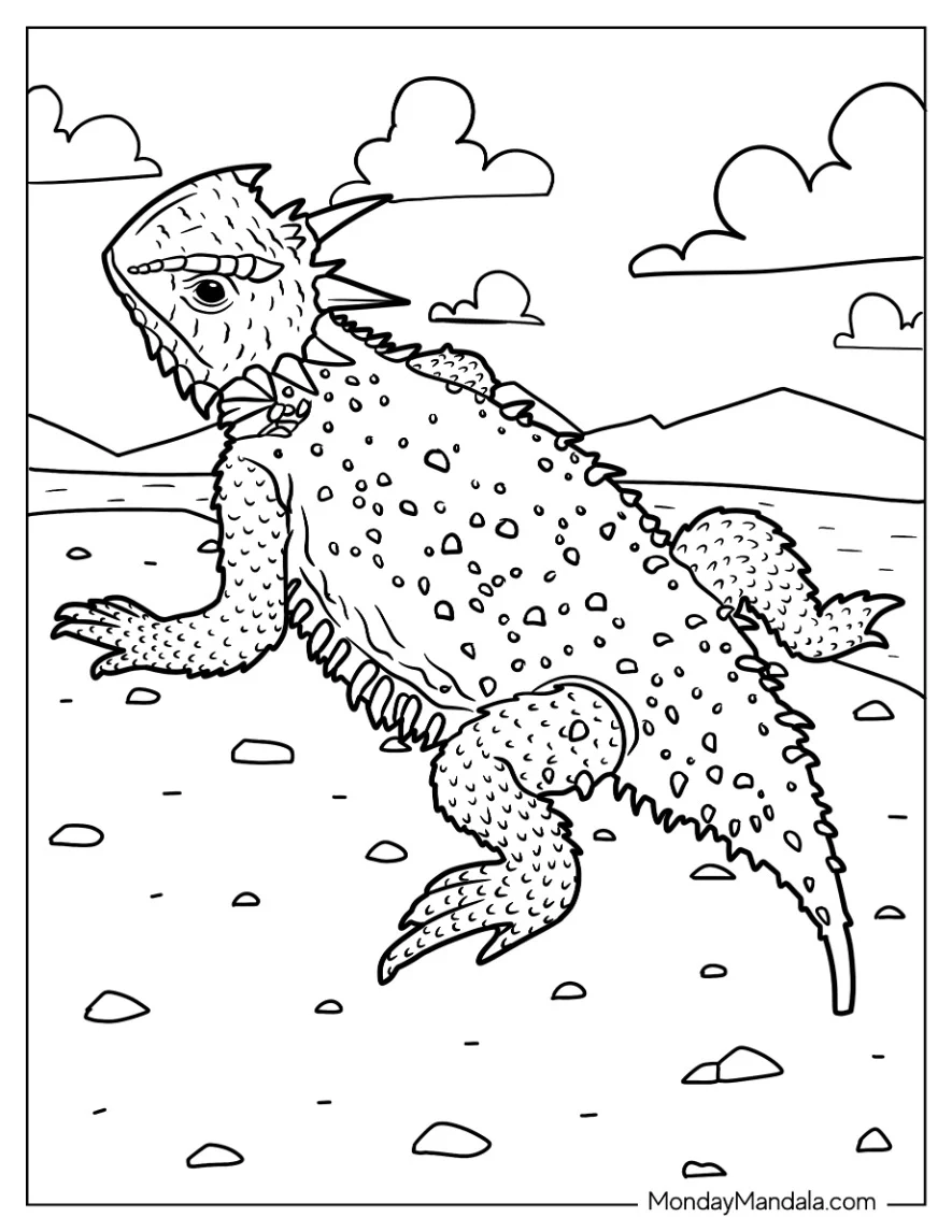 Texas horned lizard Coloring Page In Desert coloring page