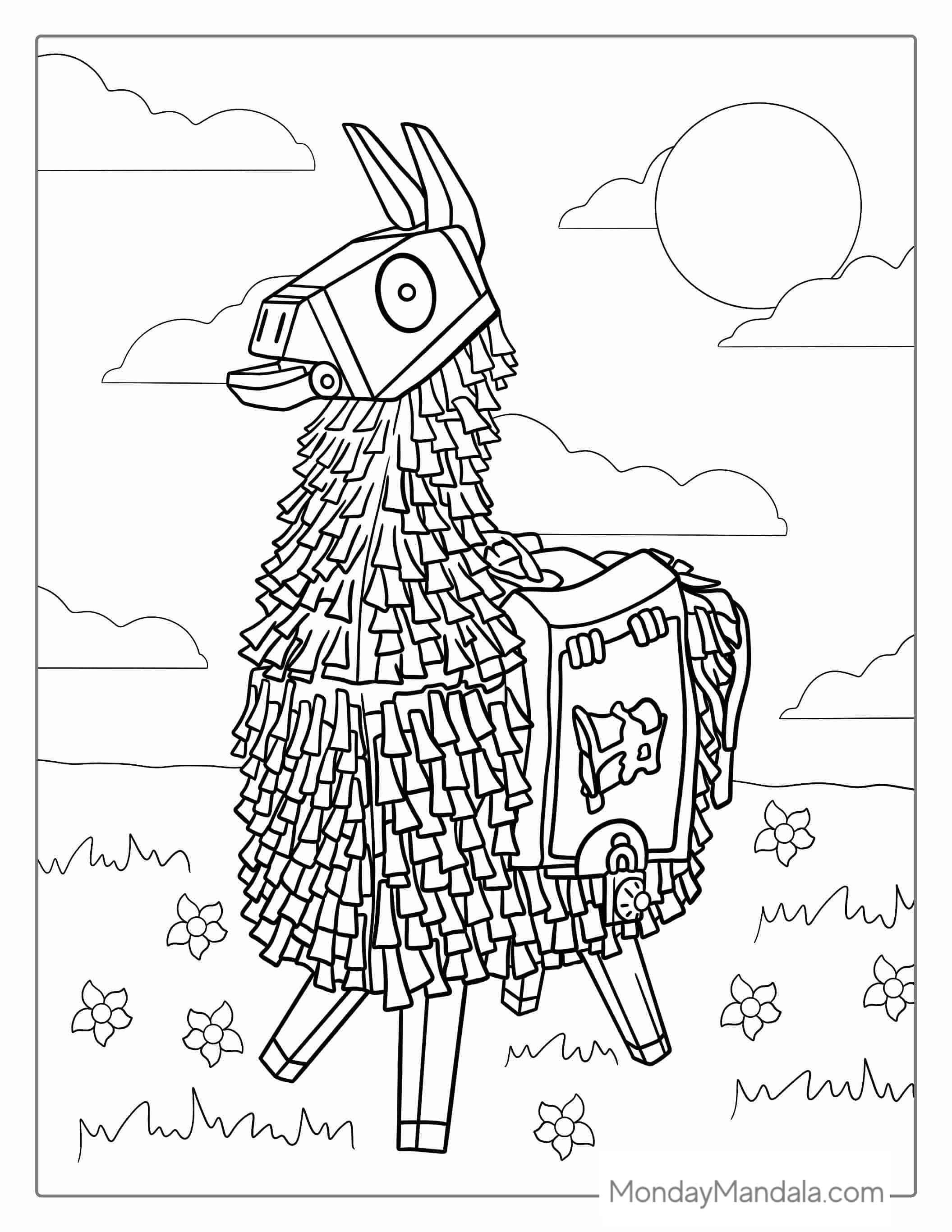 Fortnite Llama Coloring Sheet For Kids coloring page