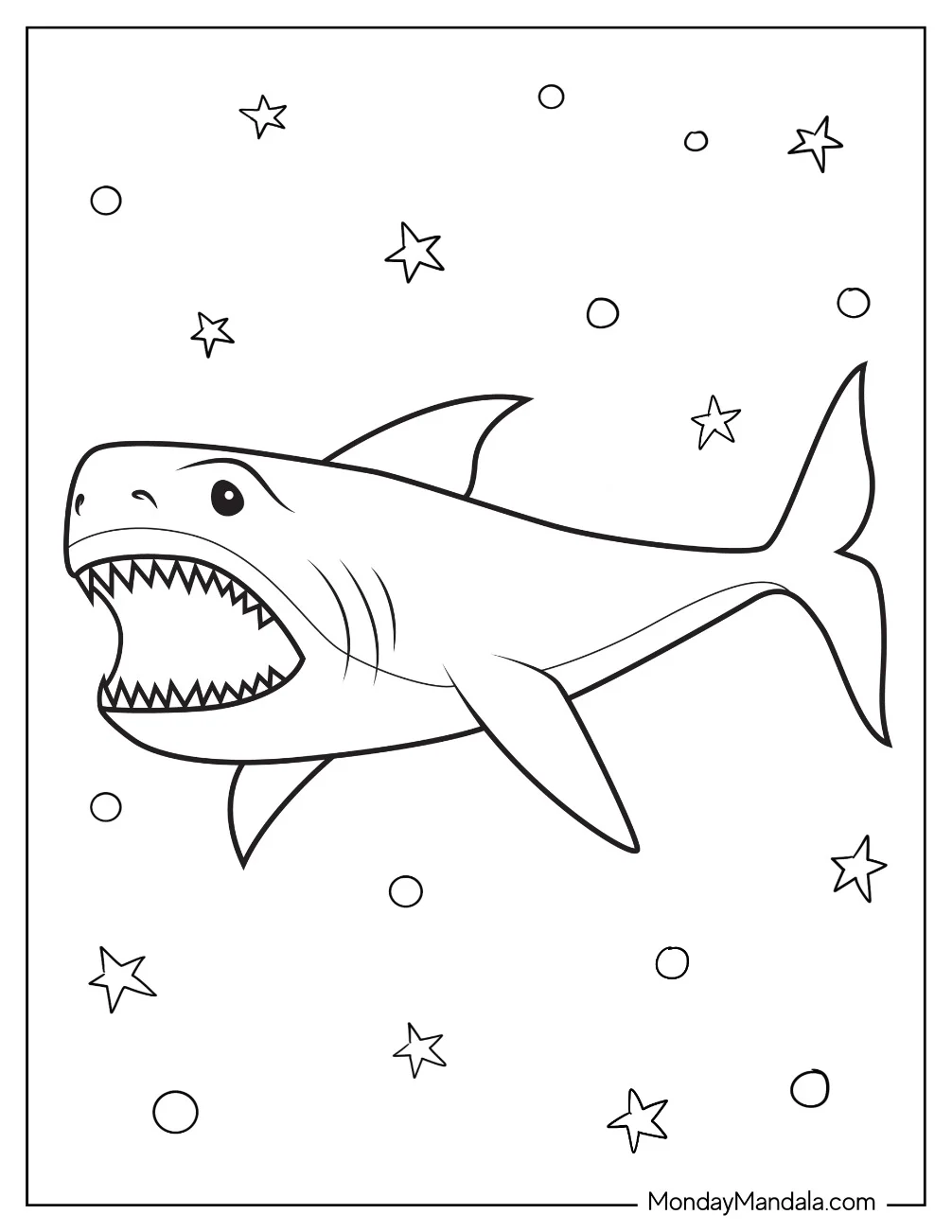 Easy Megalodon Coloring Page For Kids coloring page