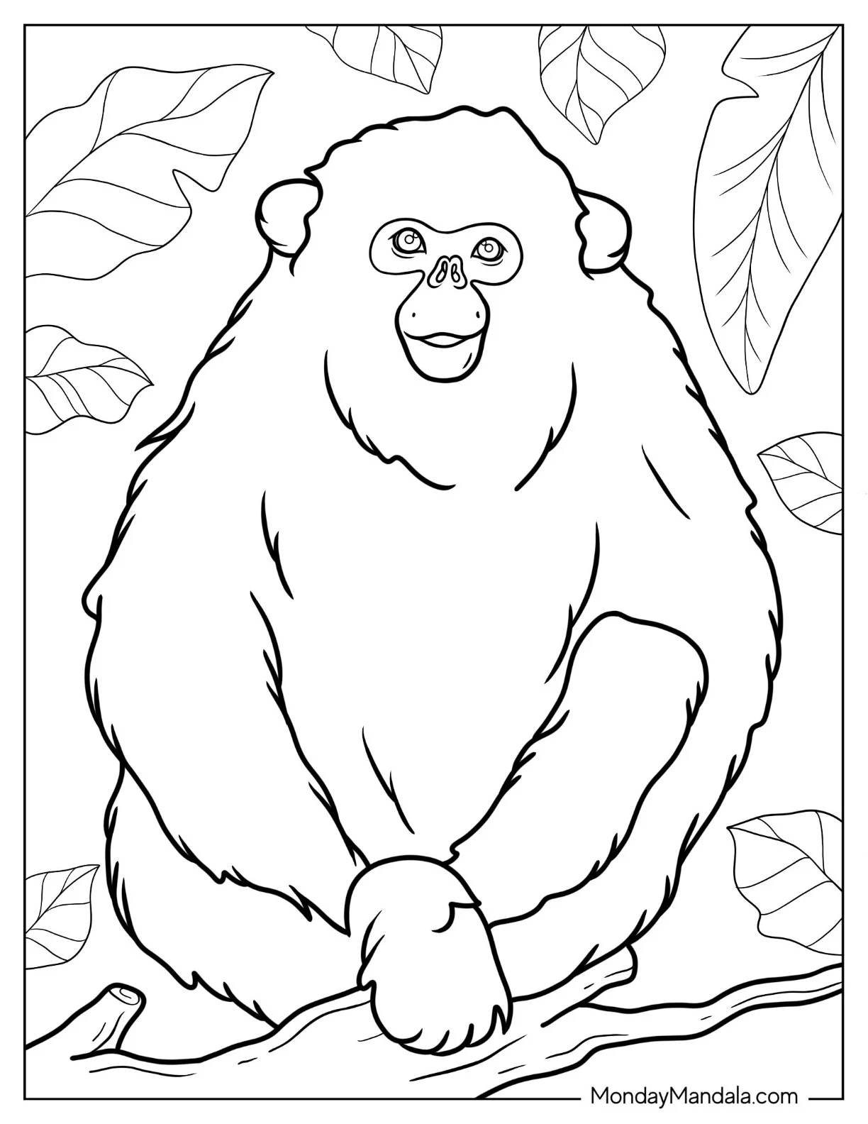 Golden Snub-Nosed Monkey Coloring Page coloring page