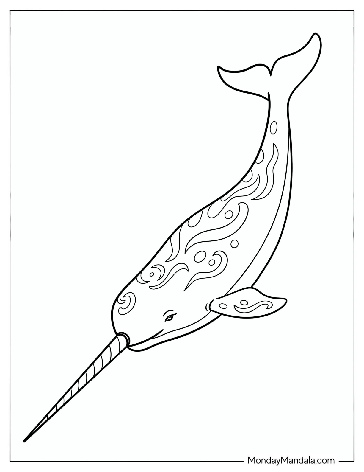 Narwhal with Enchanted Patterns coloring page