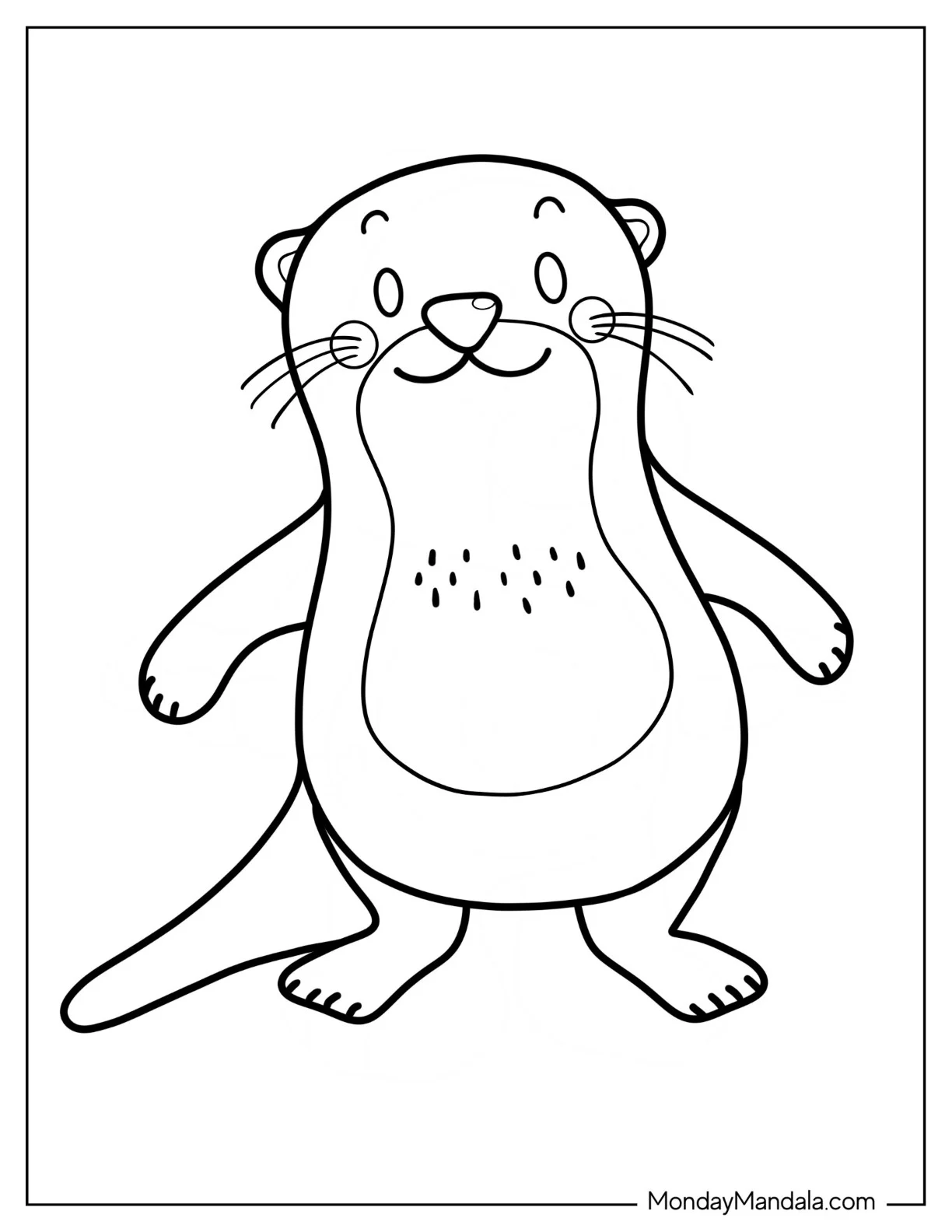 Simple Baby Otter Coloring Page For Preschoolers coloring page