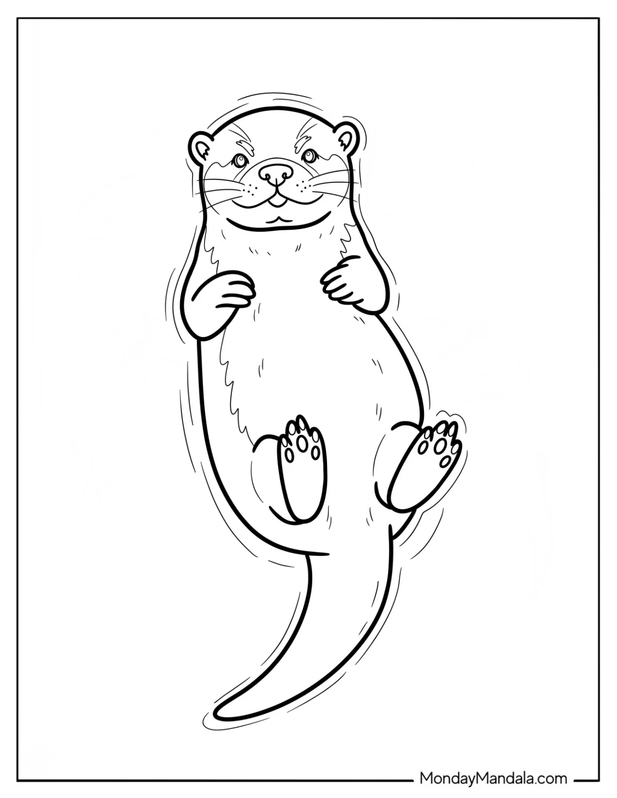 Simple Otter Coloring Page Floating on Its Back for Kids coloring page