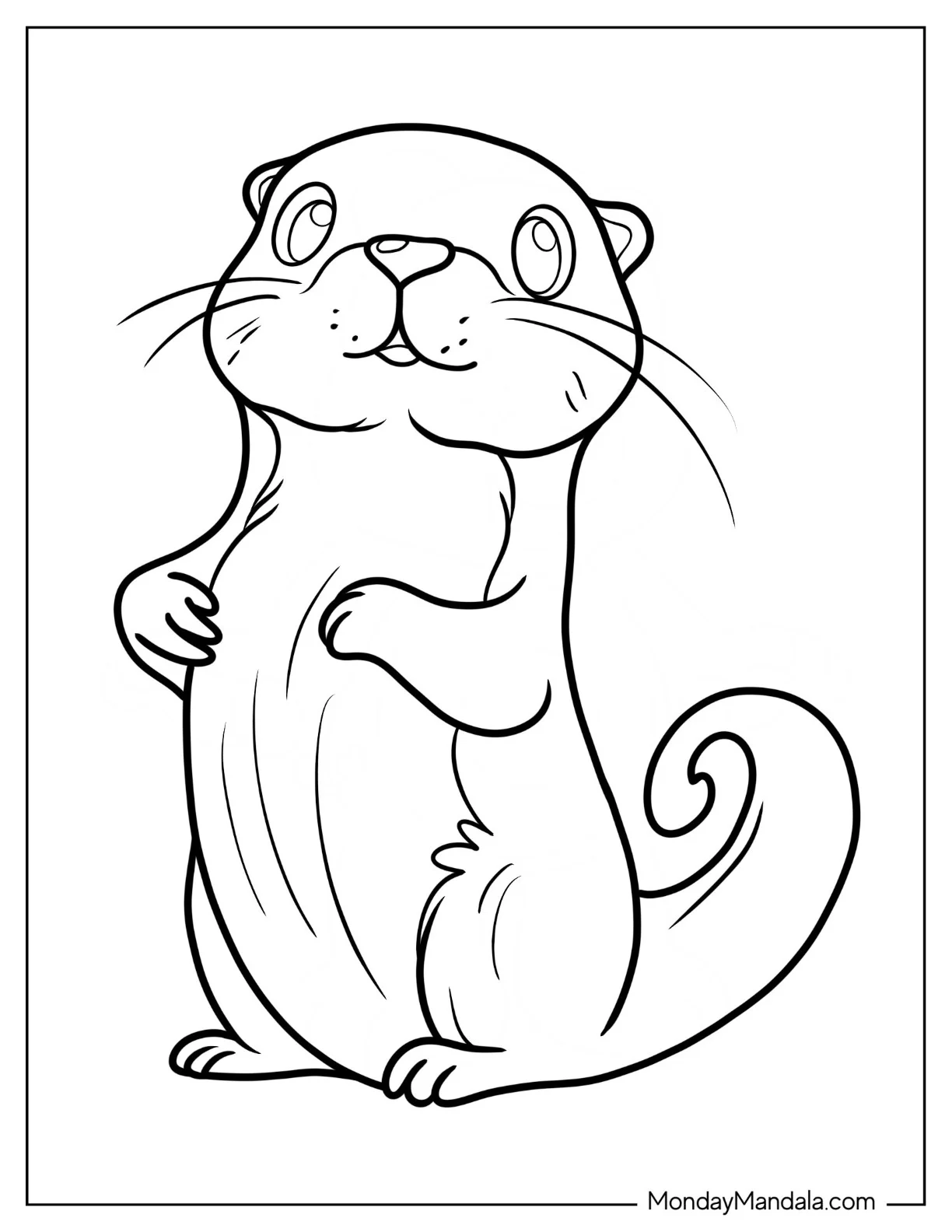 Simple Otter Coloring Page Standing For Kids coloring page