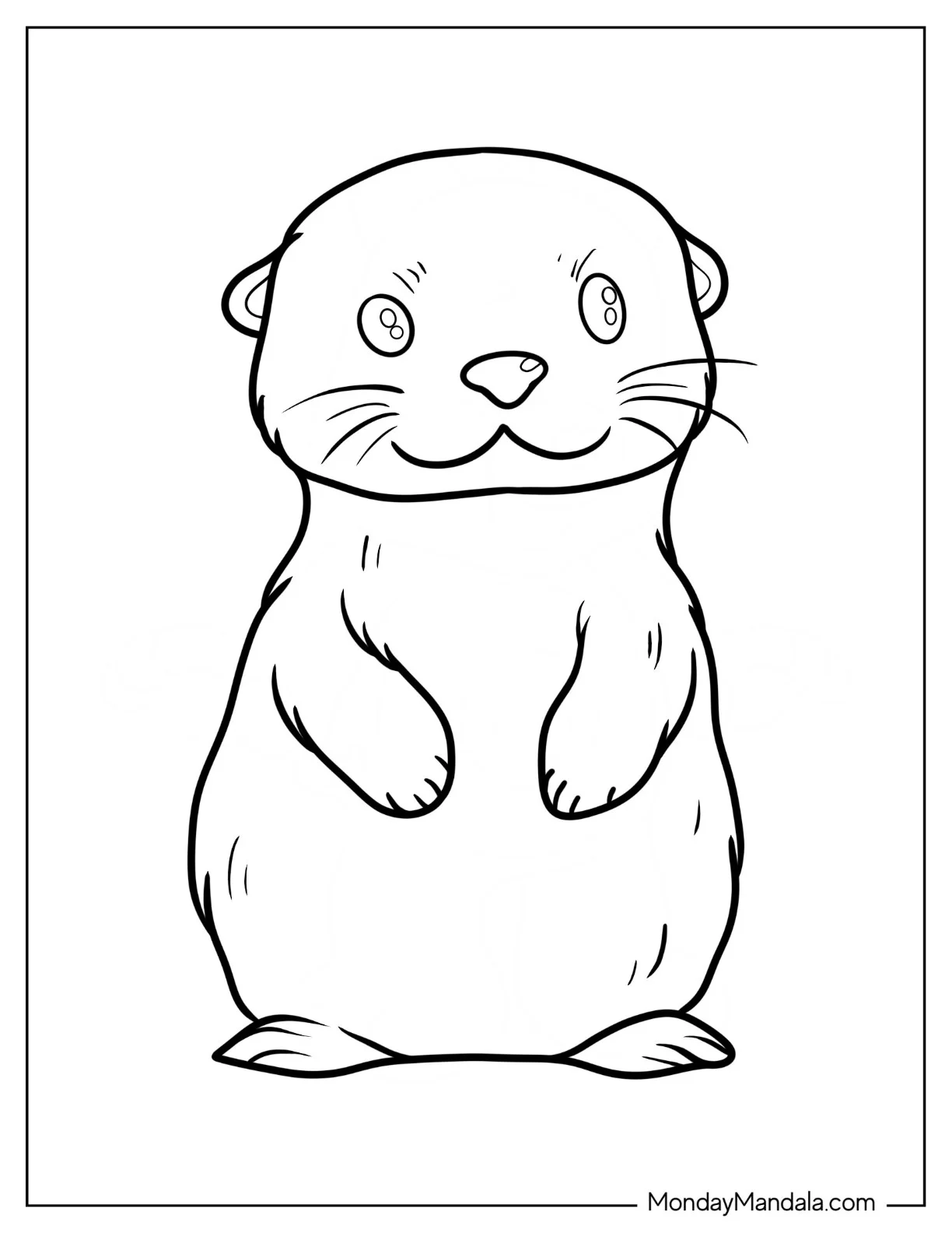 Smiling Otter Coloring Page Outline coloring page
