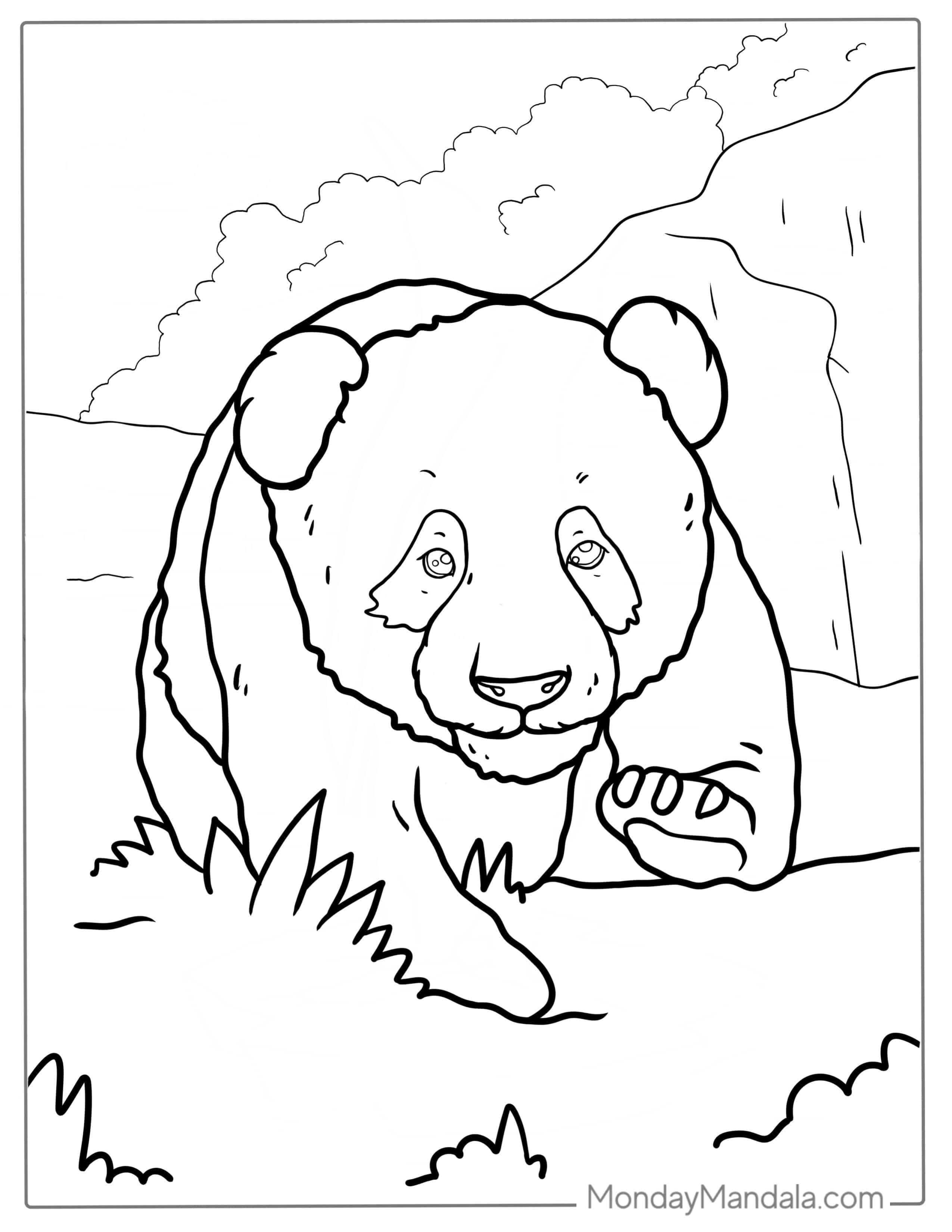 Baby Panda Walking On Grass Coloring Sheet coloring page