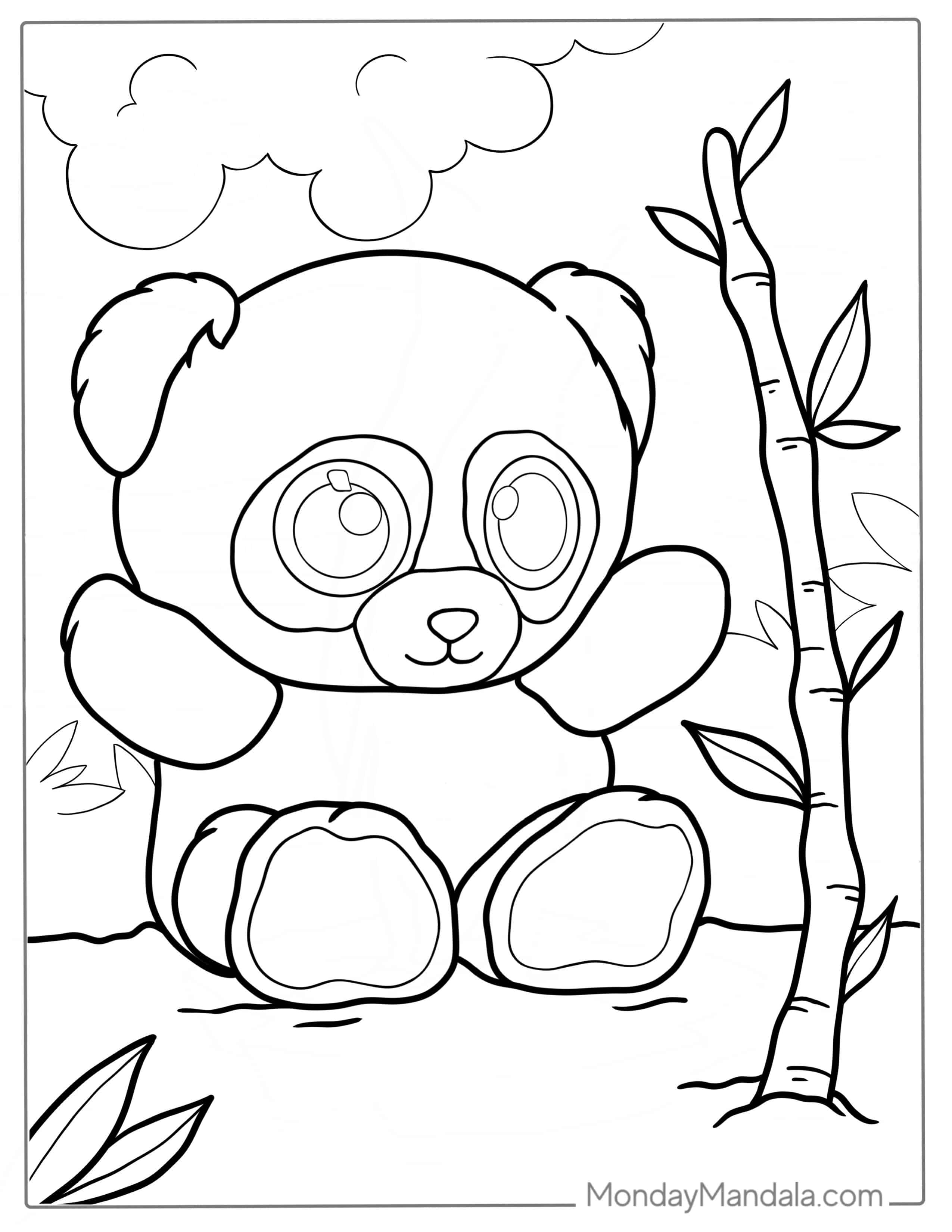 Cute Panda Teddy To Color For Kids coloring page