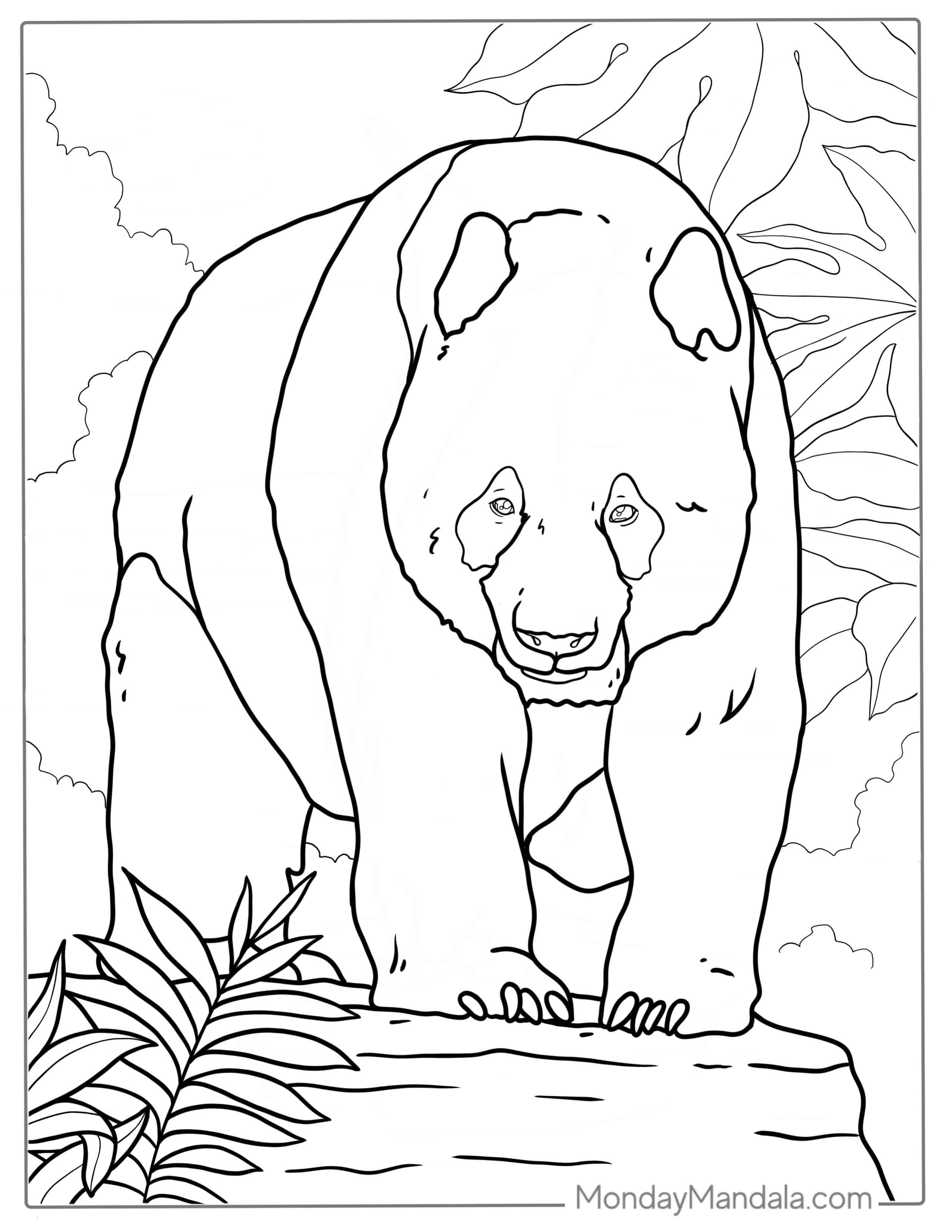 Giant Panda In The Jungle coloring page