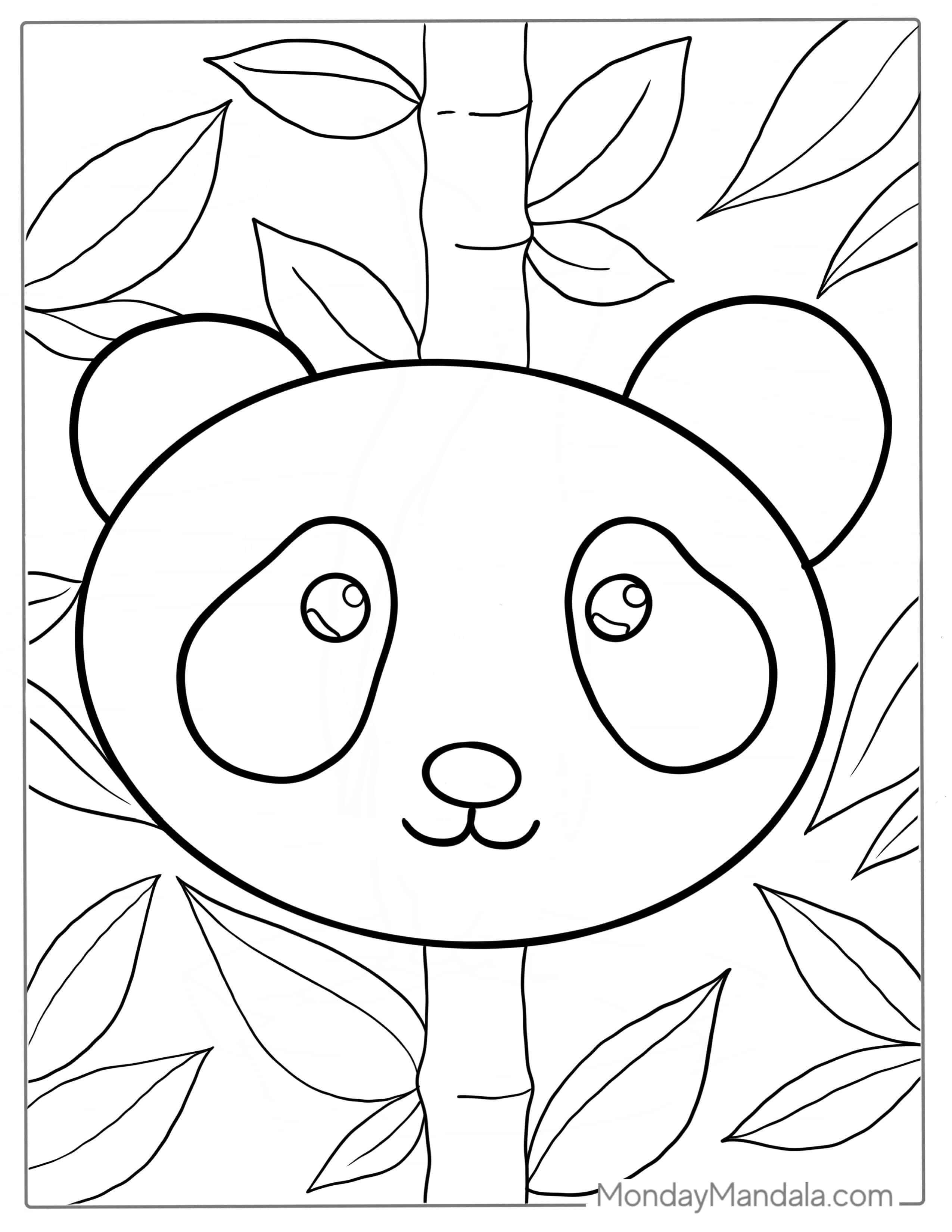 Outline Of Panda Face Coloring Page coloring page