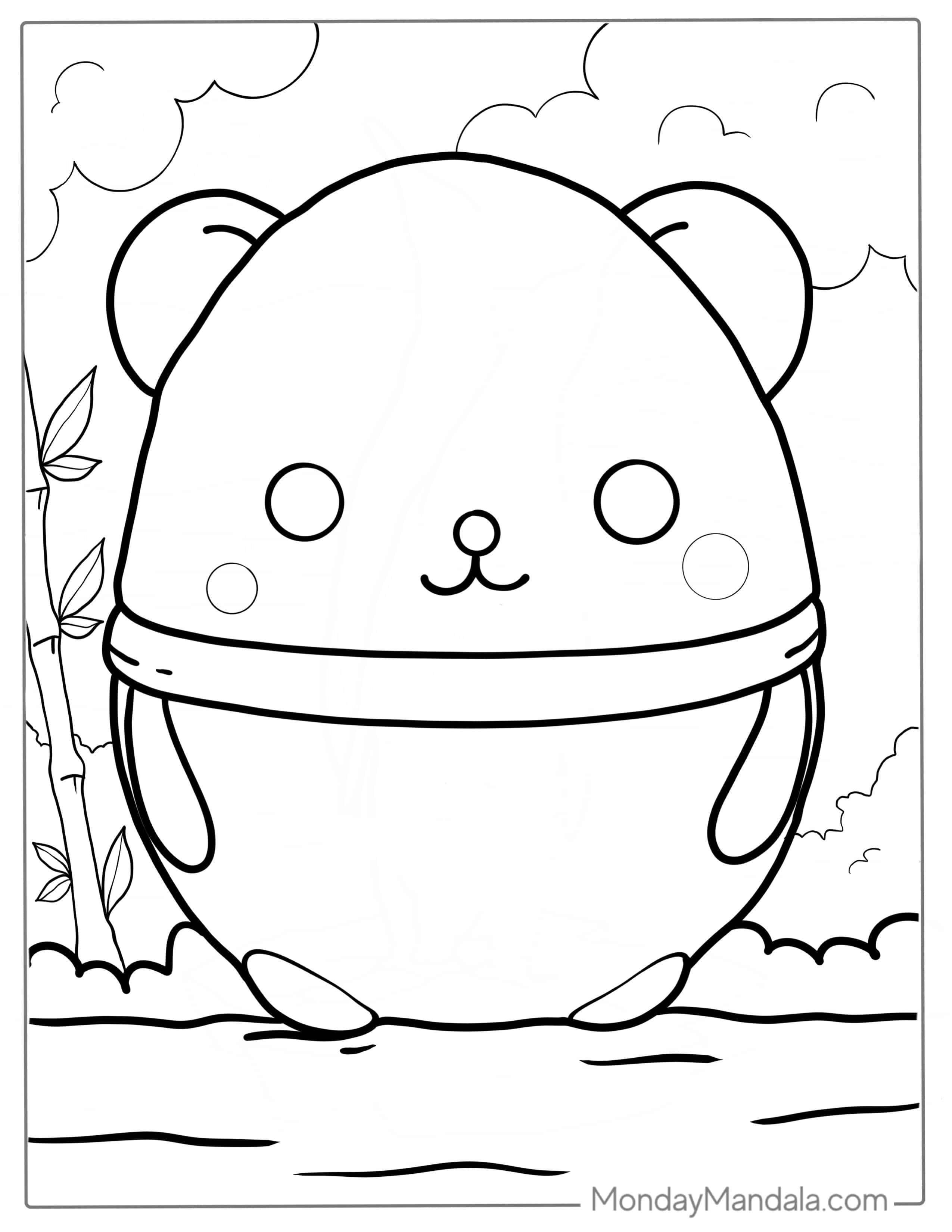 Simple Outline Of Panda To Color For Toddlers coloring page
