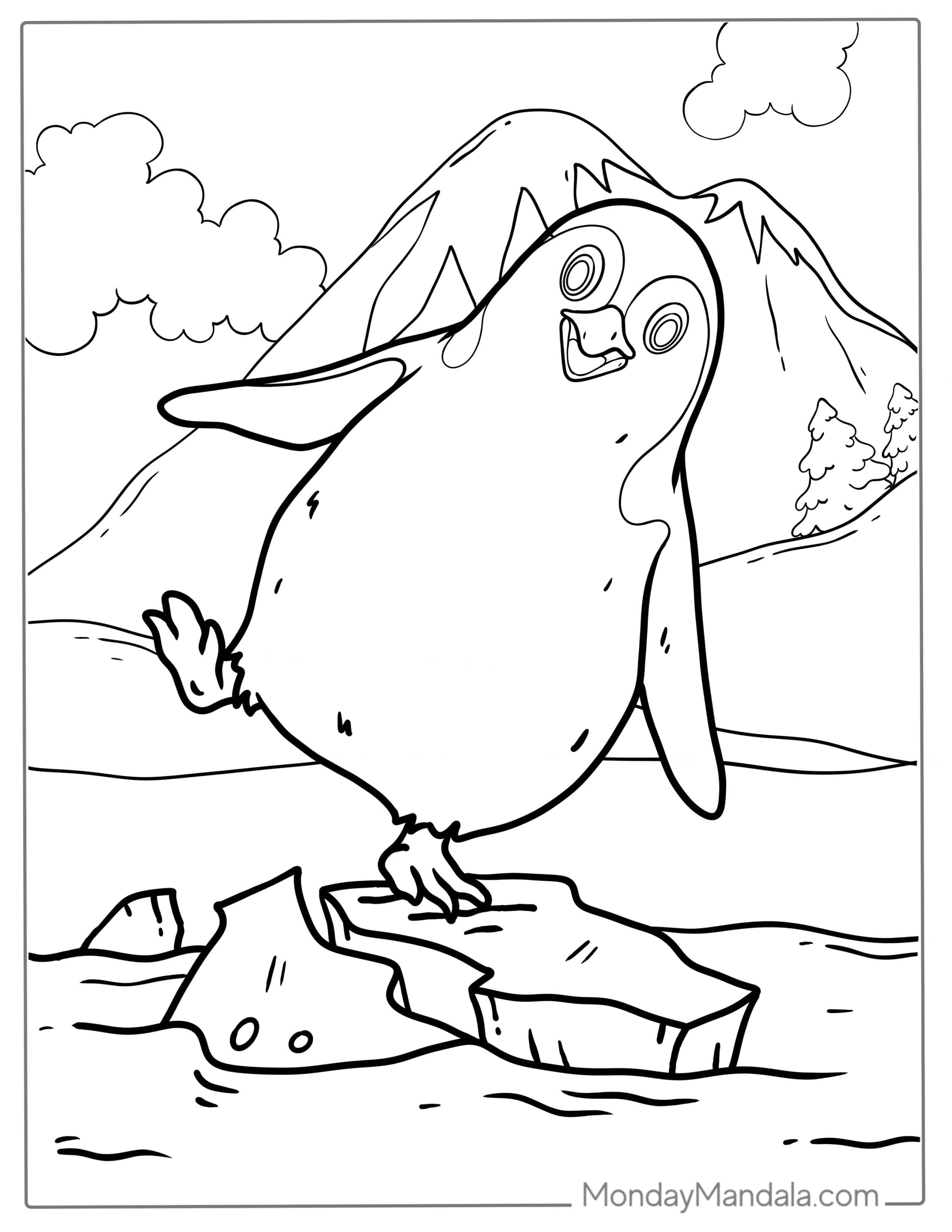 Cute Cartoon Penguin Coloring Sheet coloring page