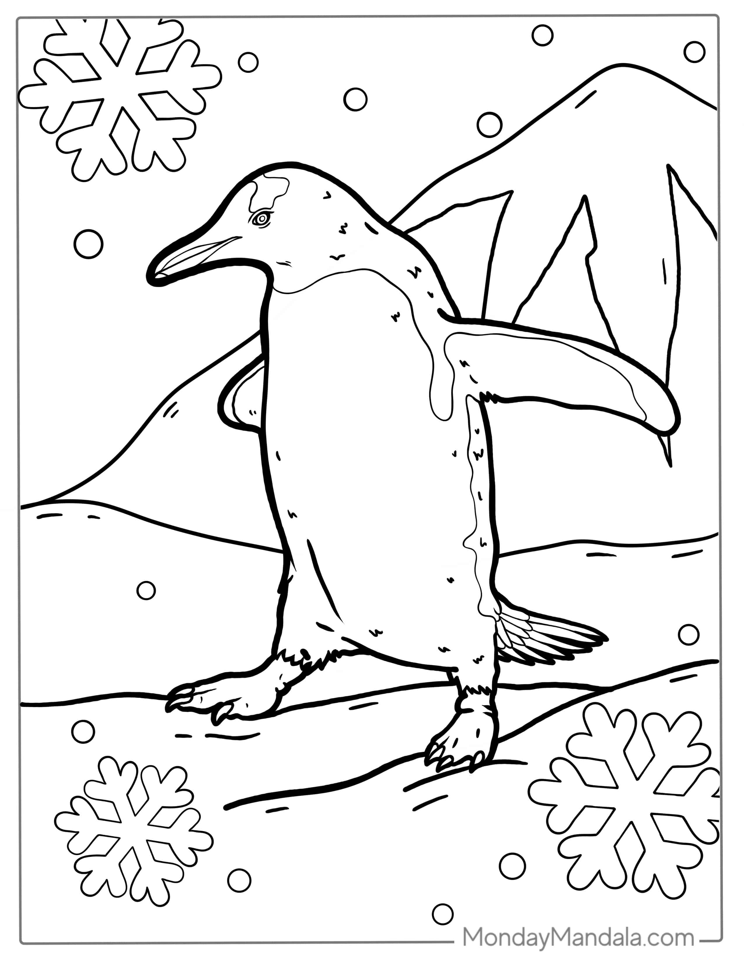 Cute Chinstrap Penguin Coloring Page coloring page — printable line art
