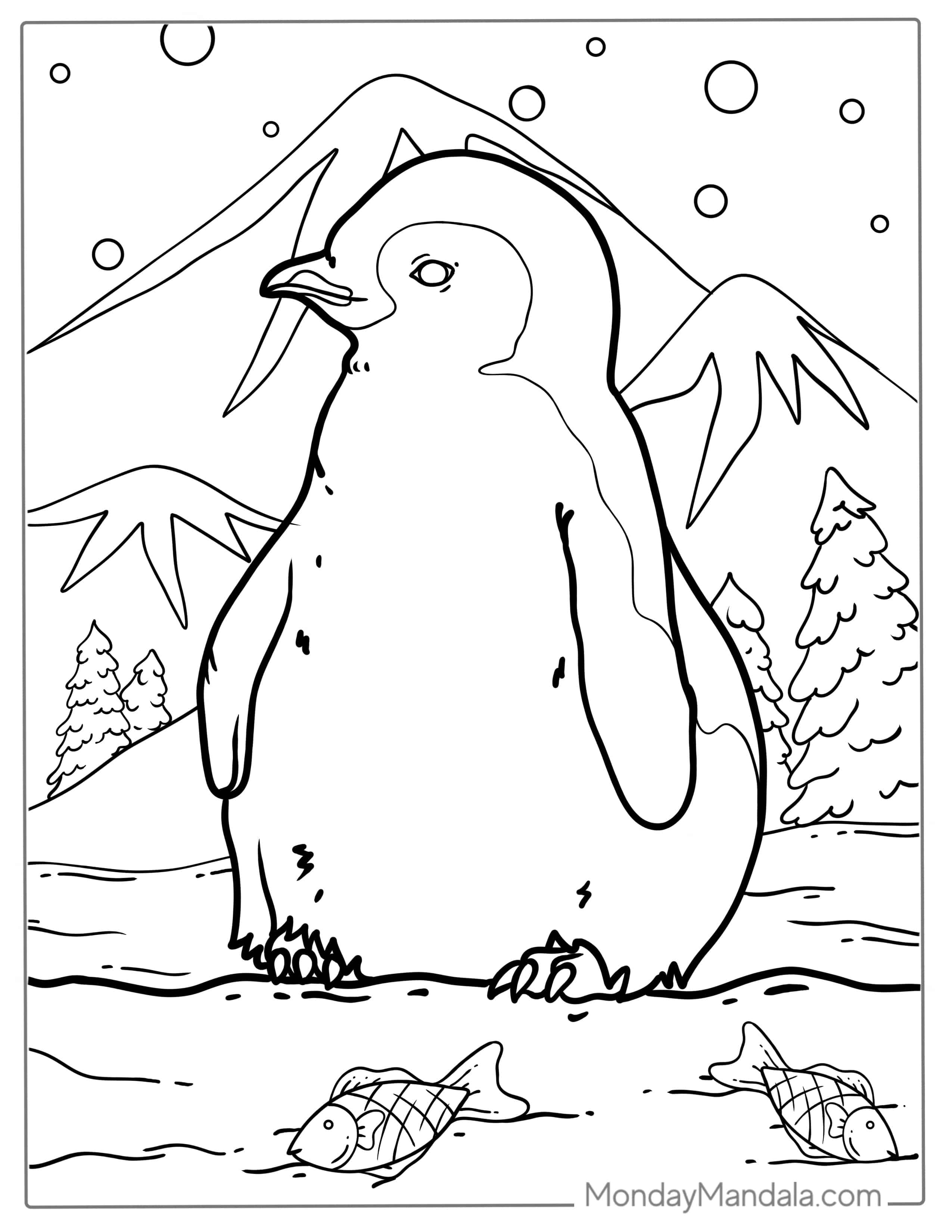 Fluffy Baby Emperor Penguin To Color In coloring page — printable line art