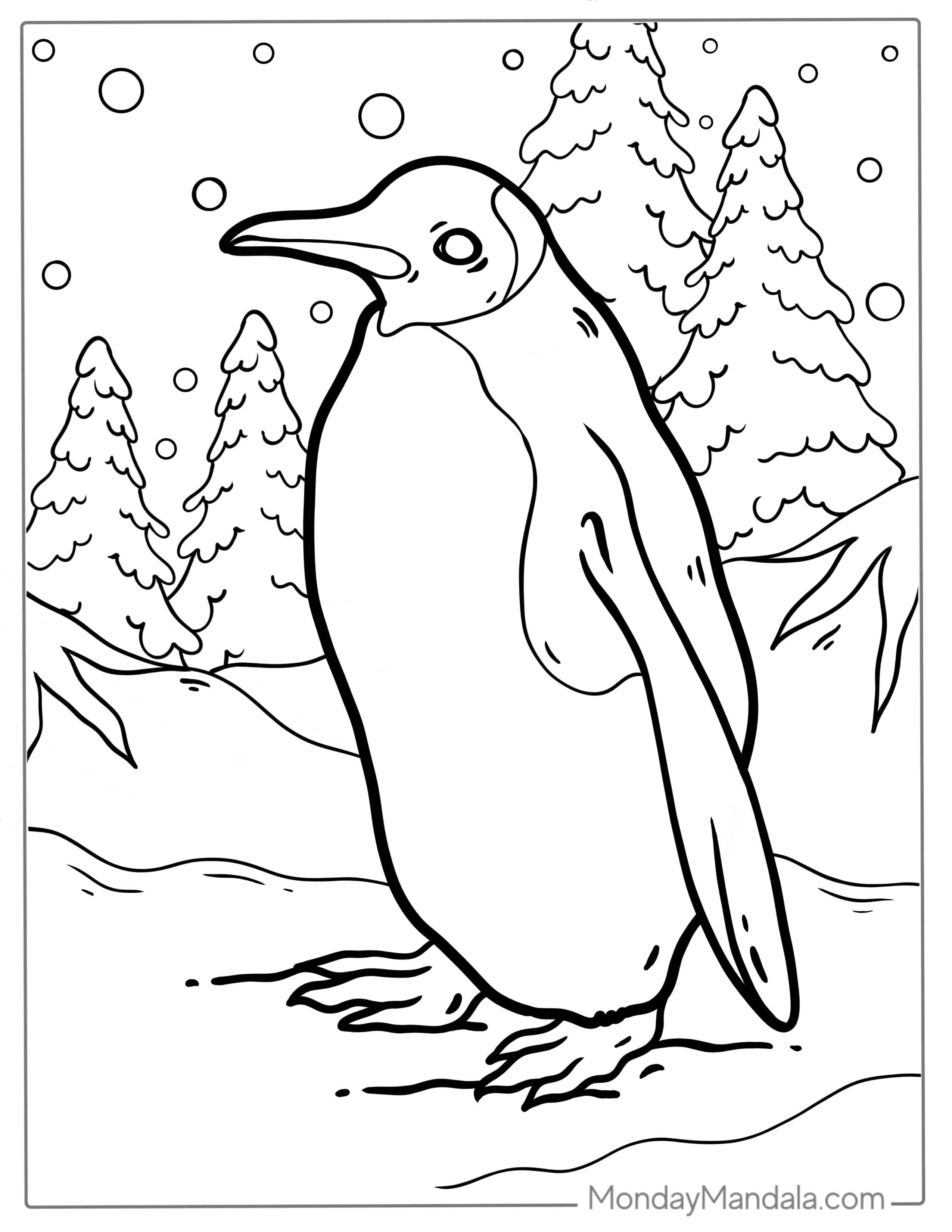King Penguin Coloring Sheet For Kids coloring page — printable line art