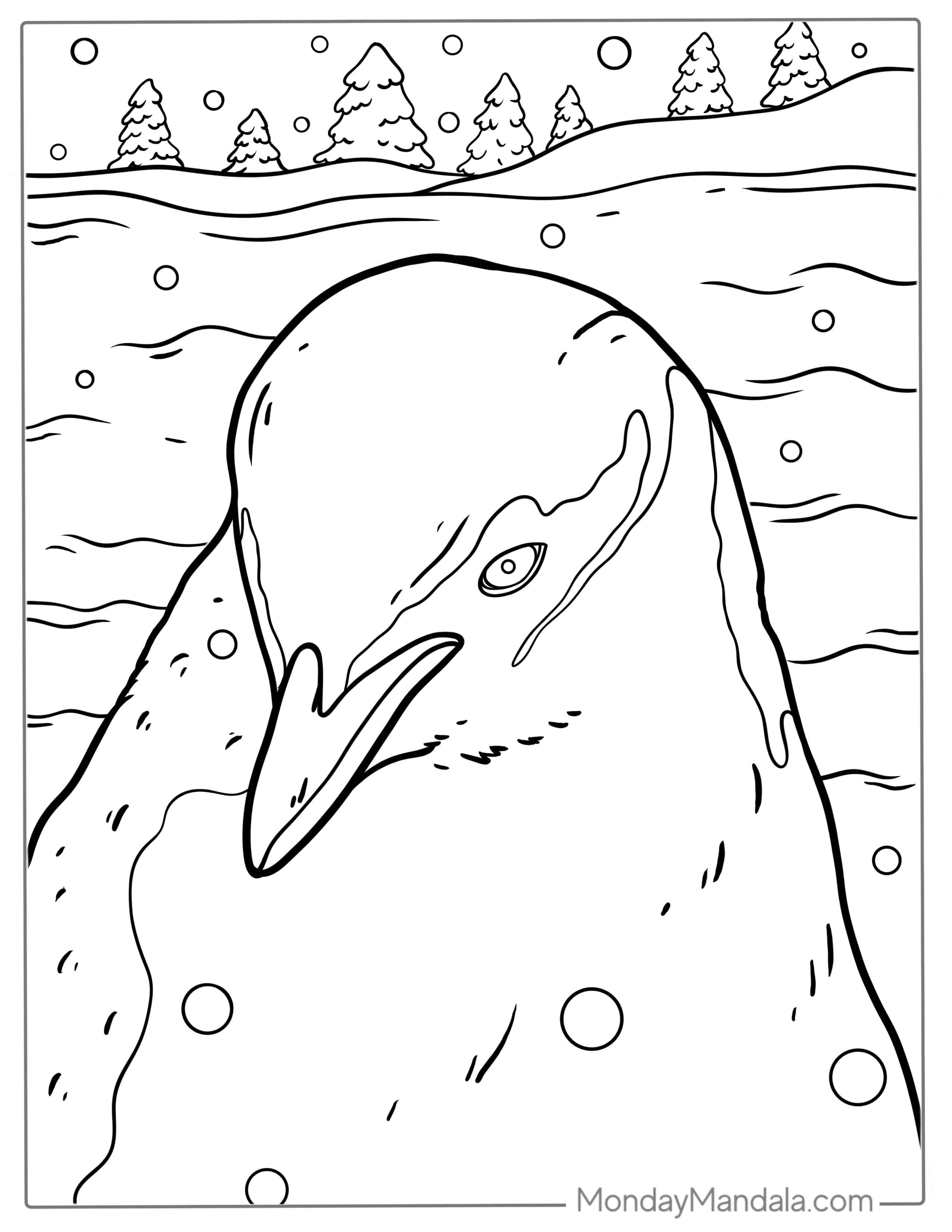 Little Blue Detailed Penguin Coloring In coloring page — printable line art