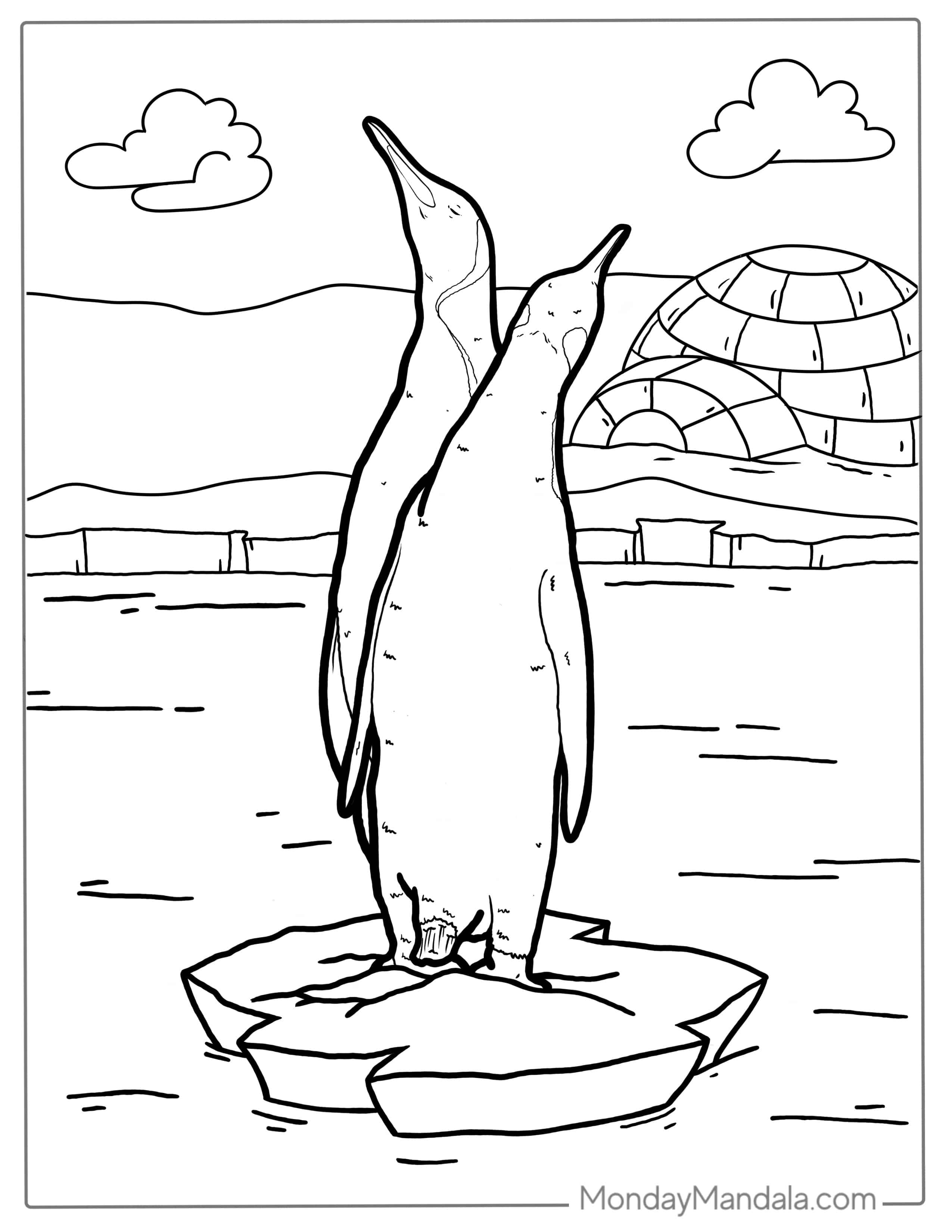Two Adelie Penguins In Antartica Coloring Page coloring page