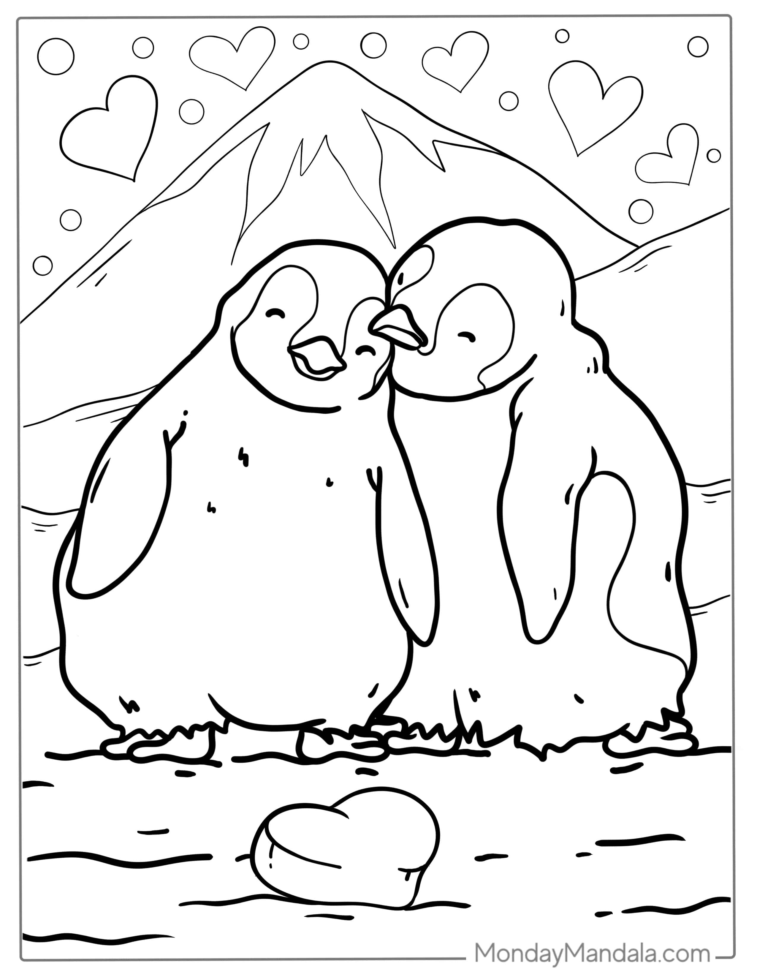 Two Baby Emperor Penguins Coloring Sheet coloring page