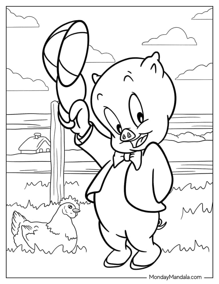 Porky Pig Coloring Sheet coloring page — printable line art