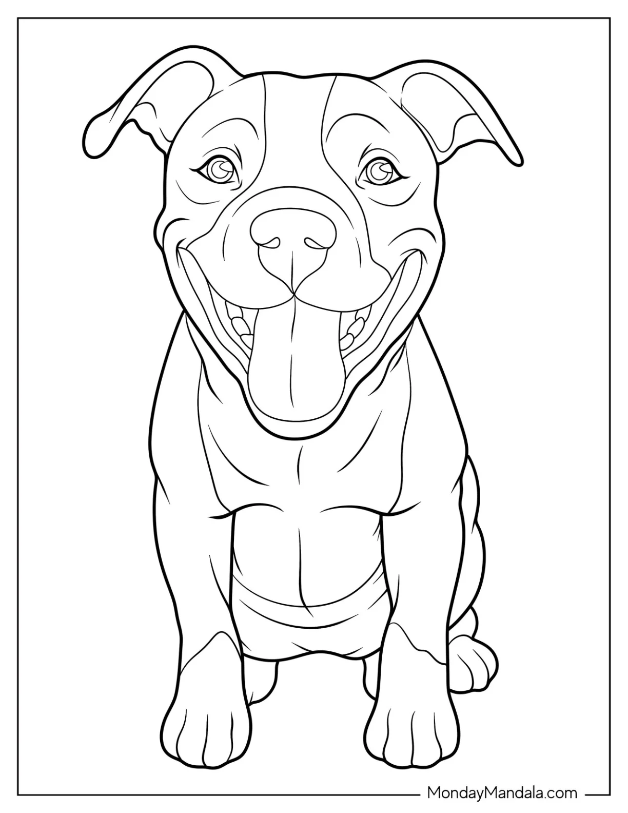 Kind Pitbull Coloring Page With Tongue Out coloring page