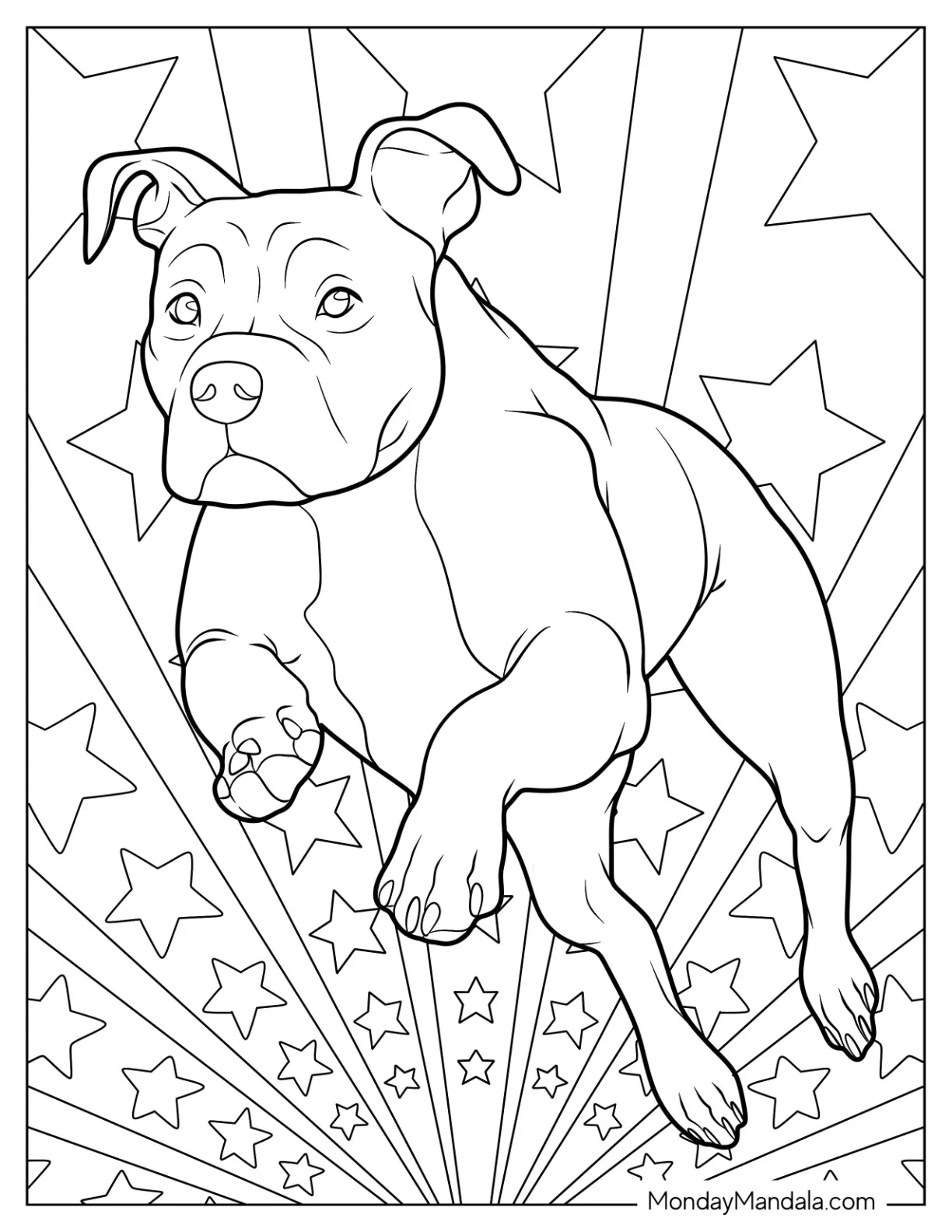 Pitbull Coloring Page Leaping coloring page
