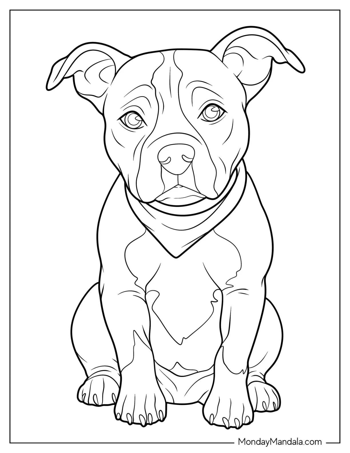 Realistic Adult Pitbull Coloring Page coloring page