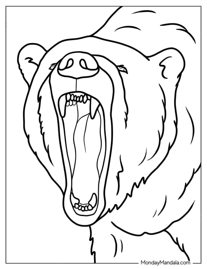 Polar Bear Roaring Coloring Page coloring page