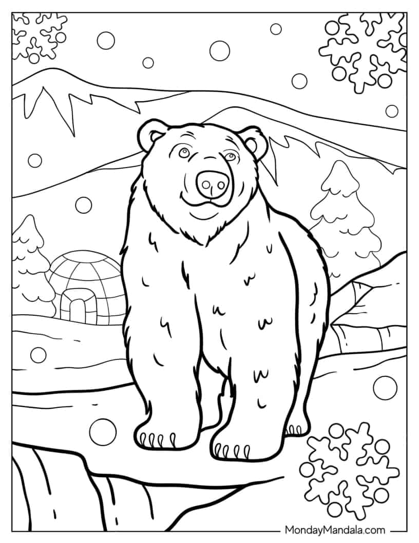 Smiling Polar Bear coloring page