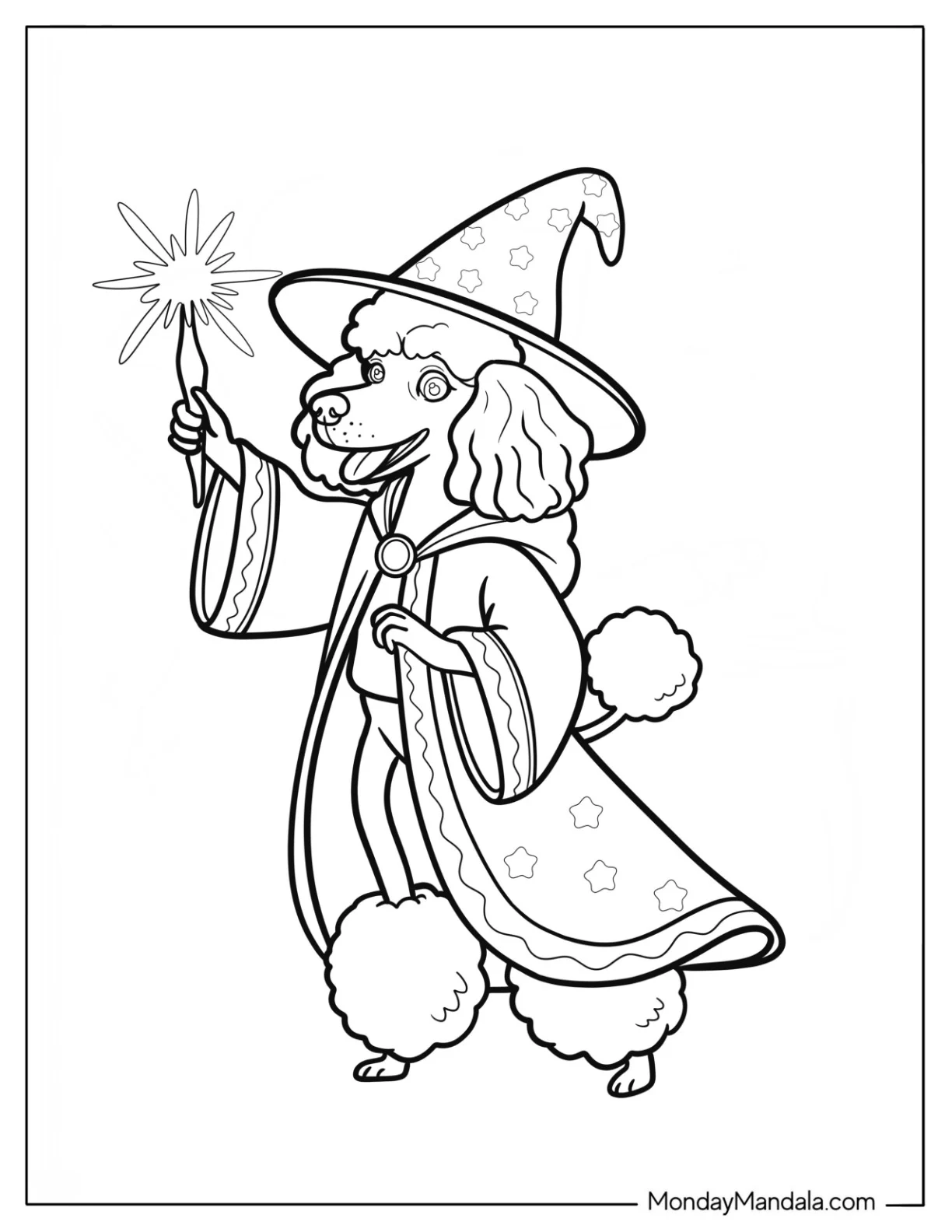 Wizard Poodle Coloring Page Casting a Spell coloring page