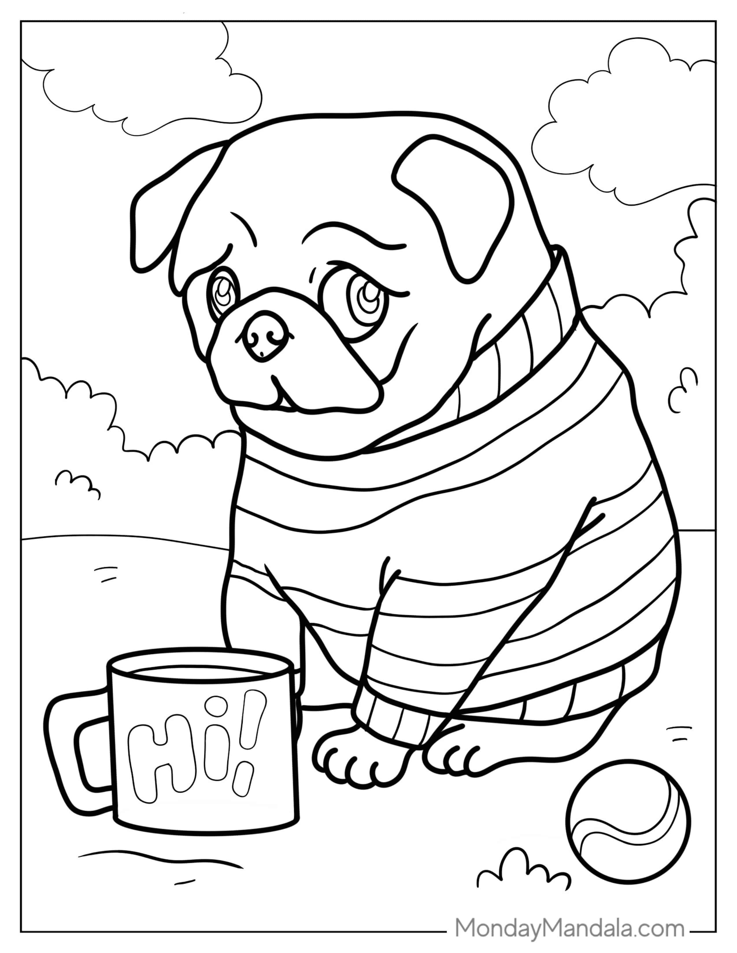 Adorable Baby Pug Coloring Sheet coloring page