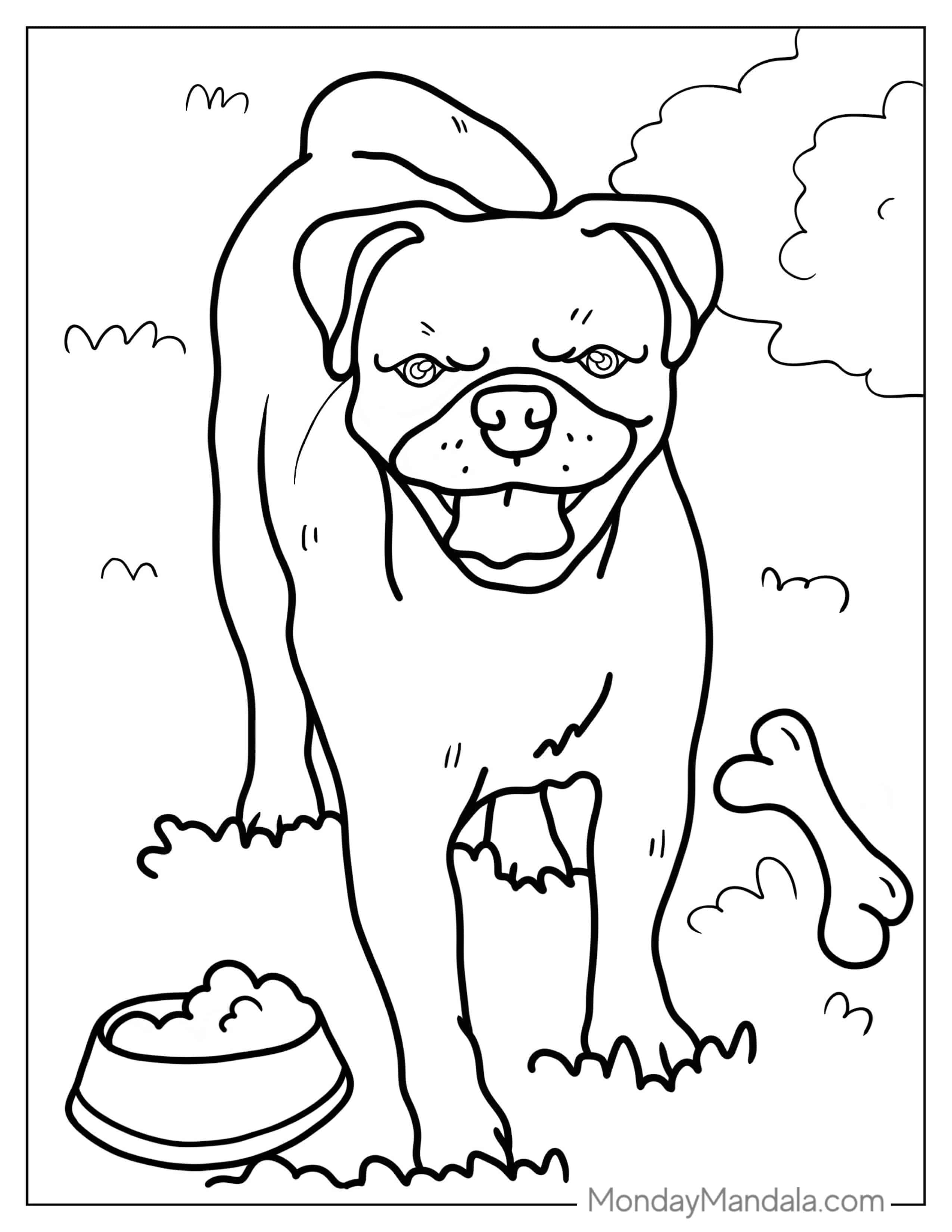 Adult Pug Walking On Grass coloring page