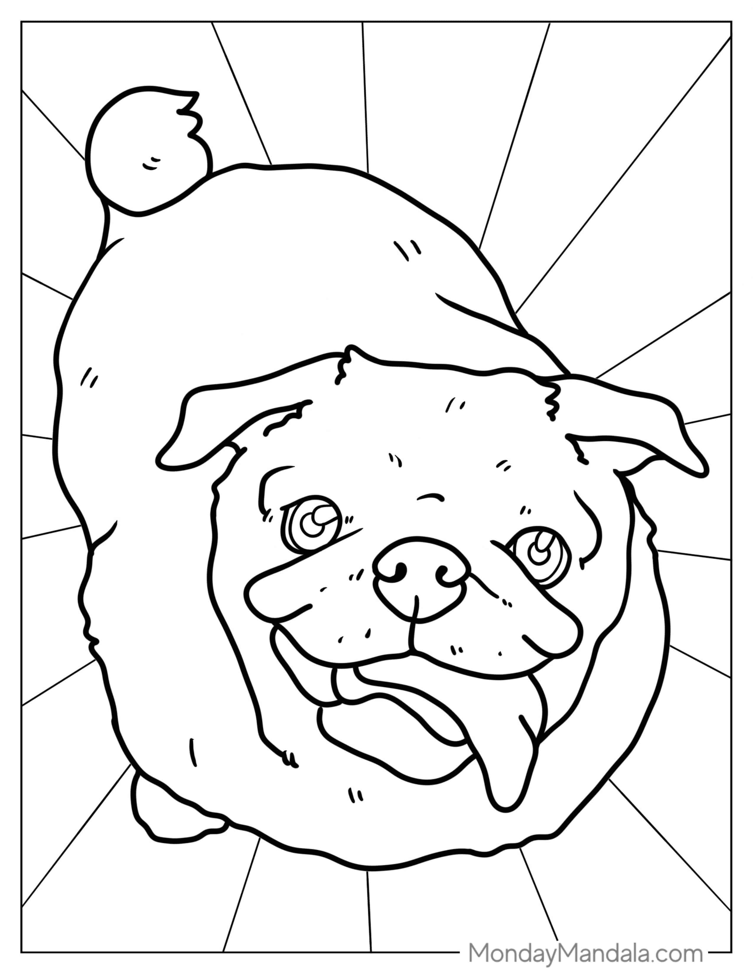 Pug Dog Begging For a Treat coloring page — printable line art
